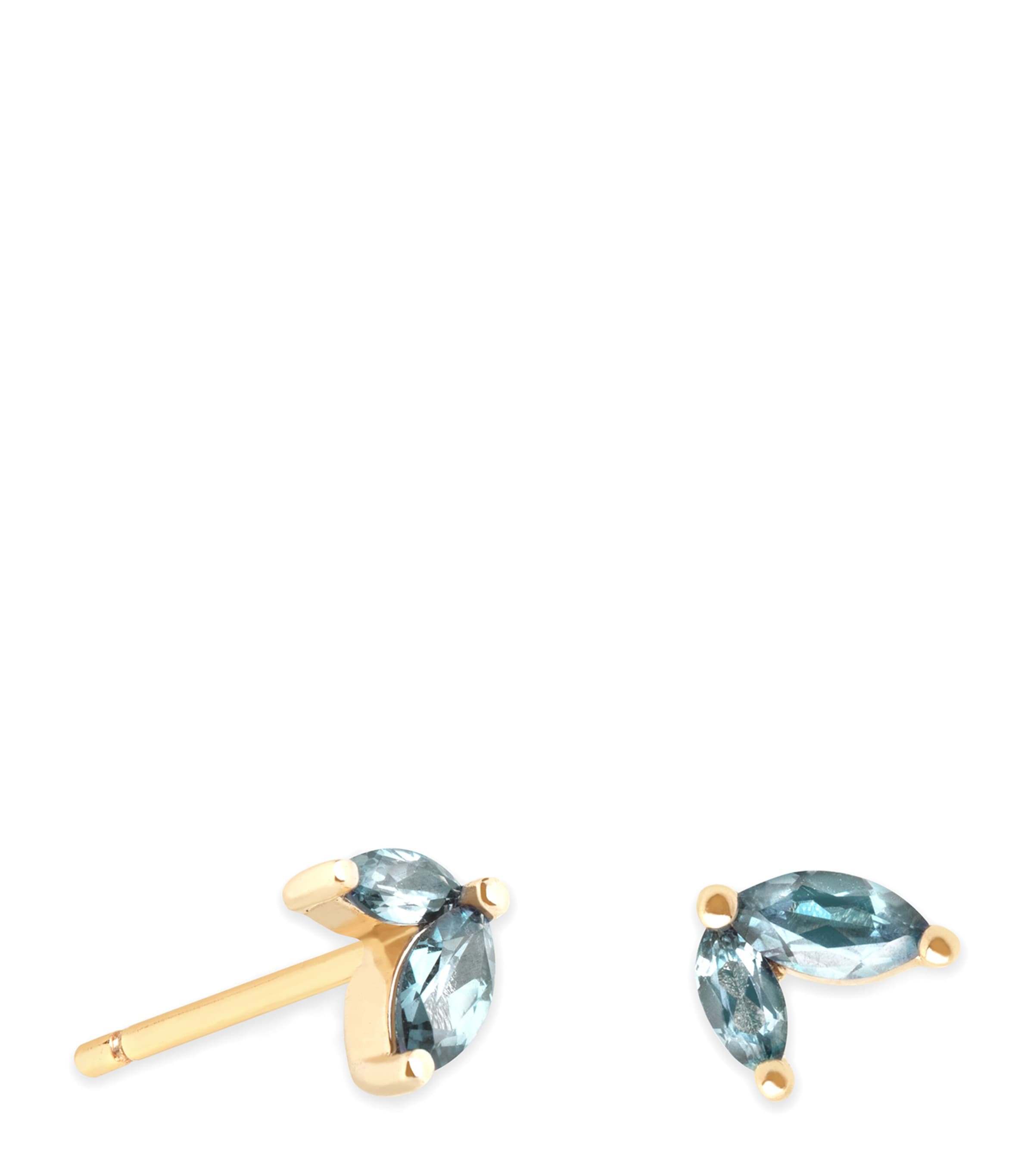 Astrid & Miyu Yellow Gold And Alexandrite Marquise Stud Earrings In Gold