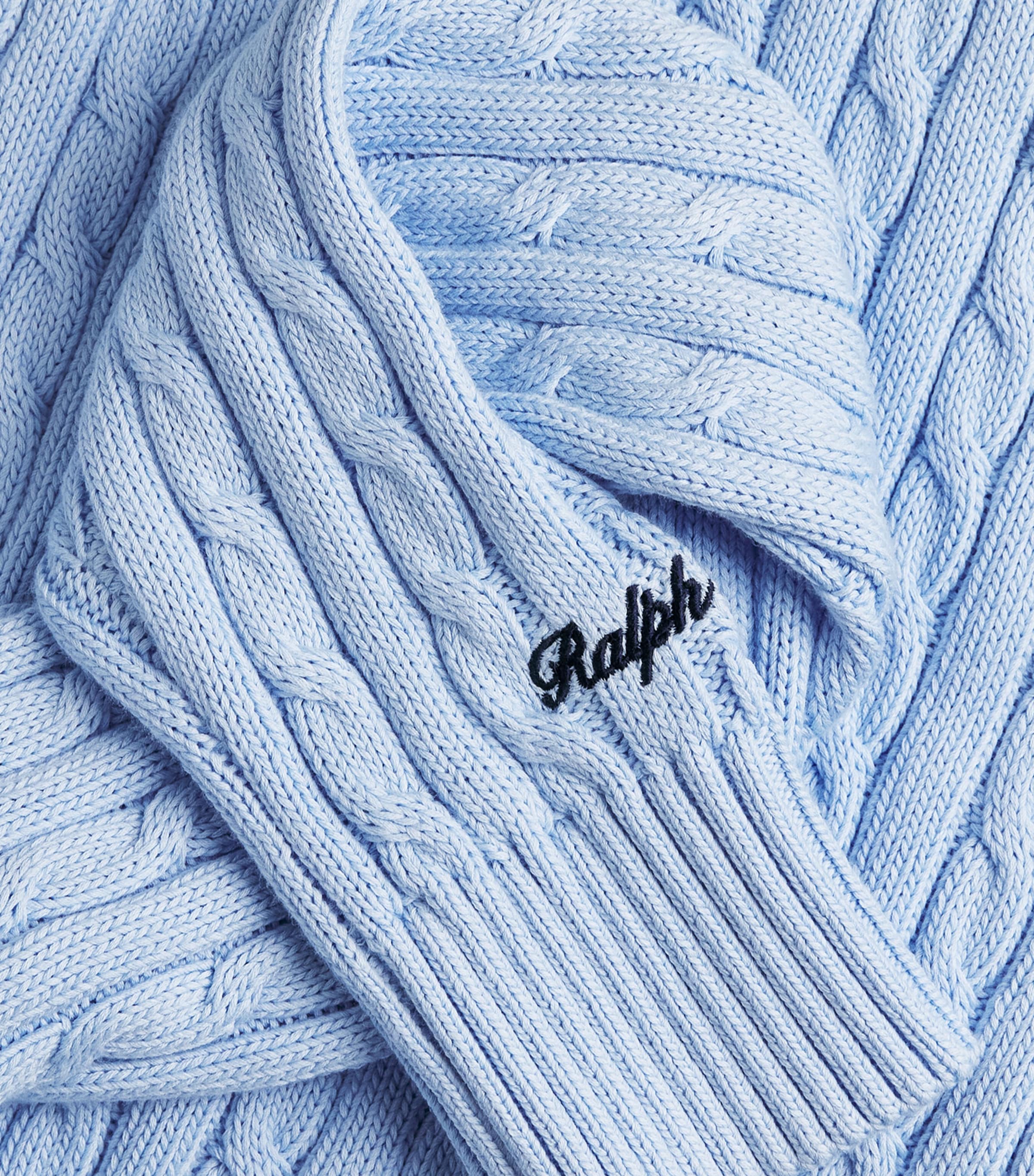 Polo Ralph Lauren Womens x Wimbledon Cable-Knit Polo Sweater Office Blue Image 6