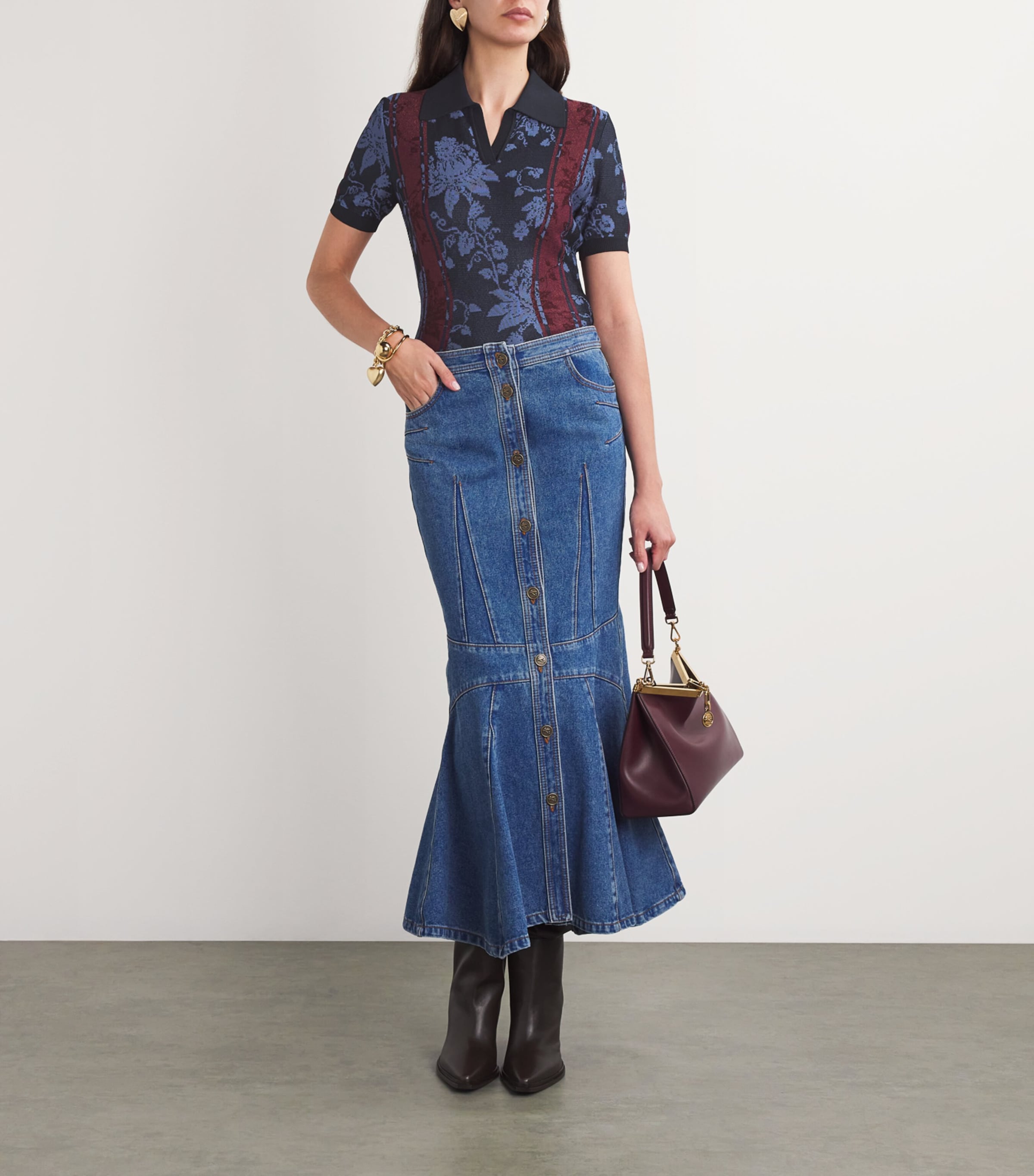 Etro Womens Jacquard Polo Shirt Image 2