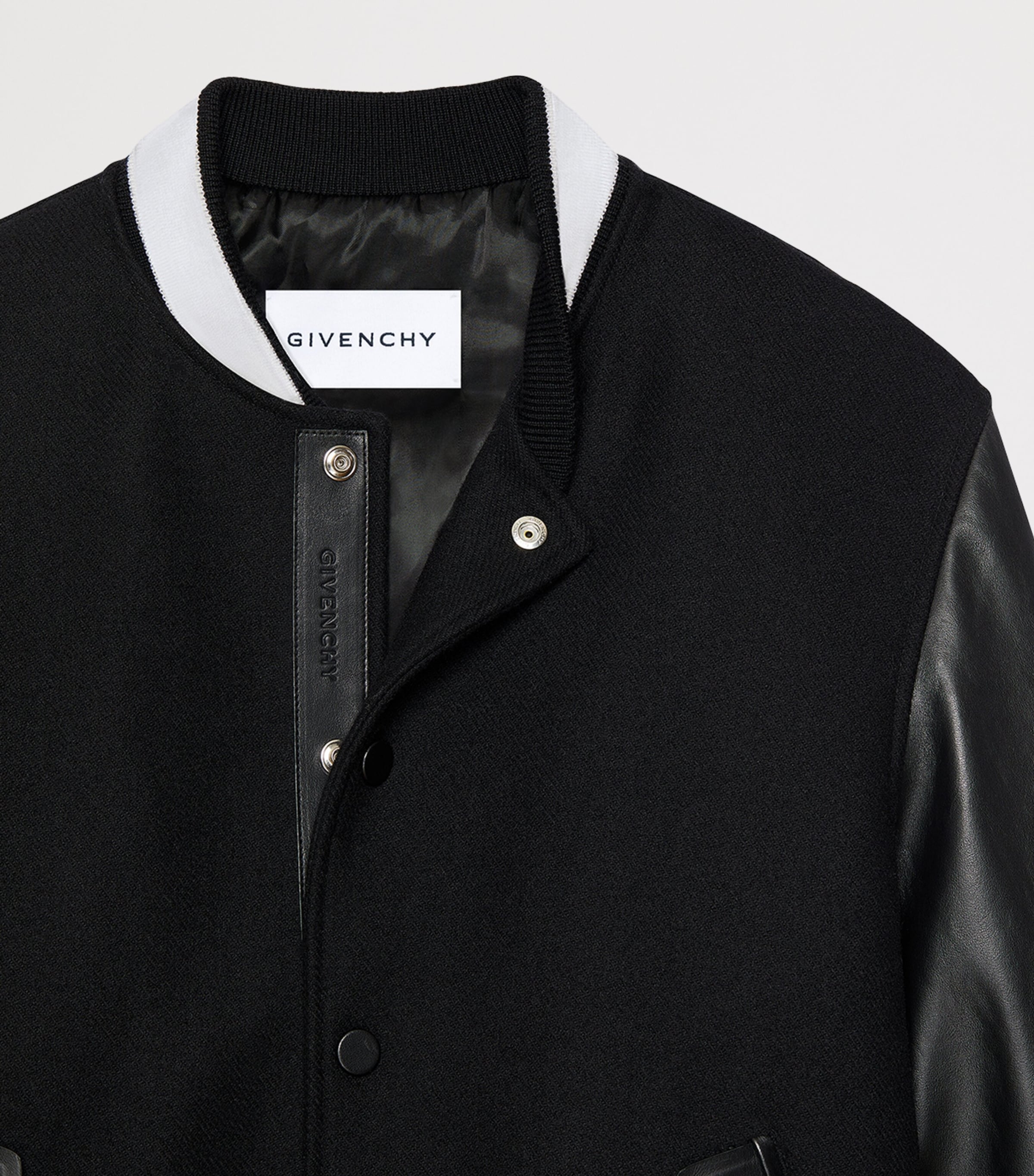 Givenchy Mens Wool-Leather Bomber Jacket Image 4