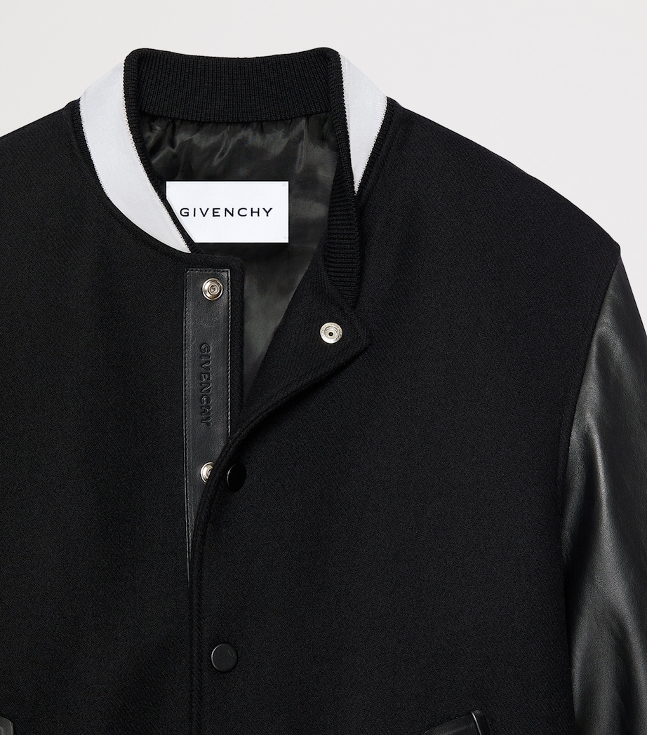 Givenchy Mens Wool-Leather Bomber Jacket Image 4