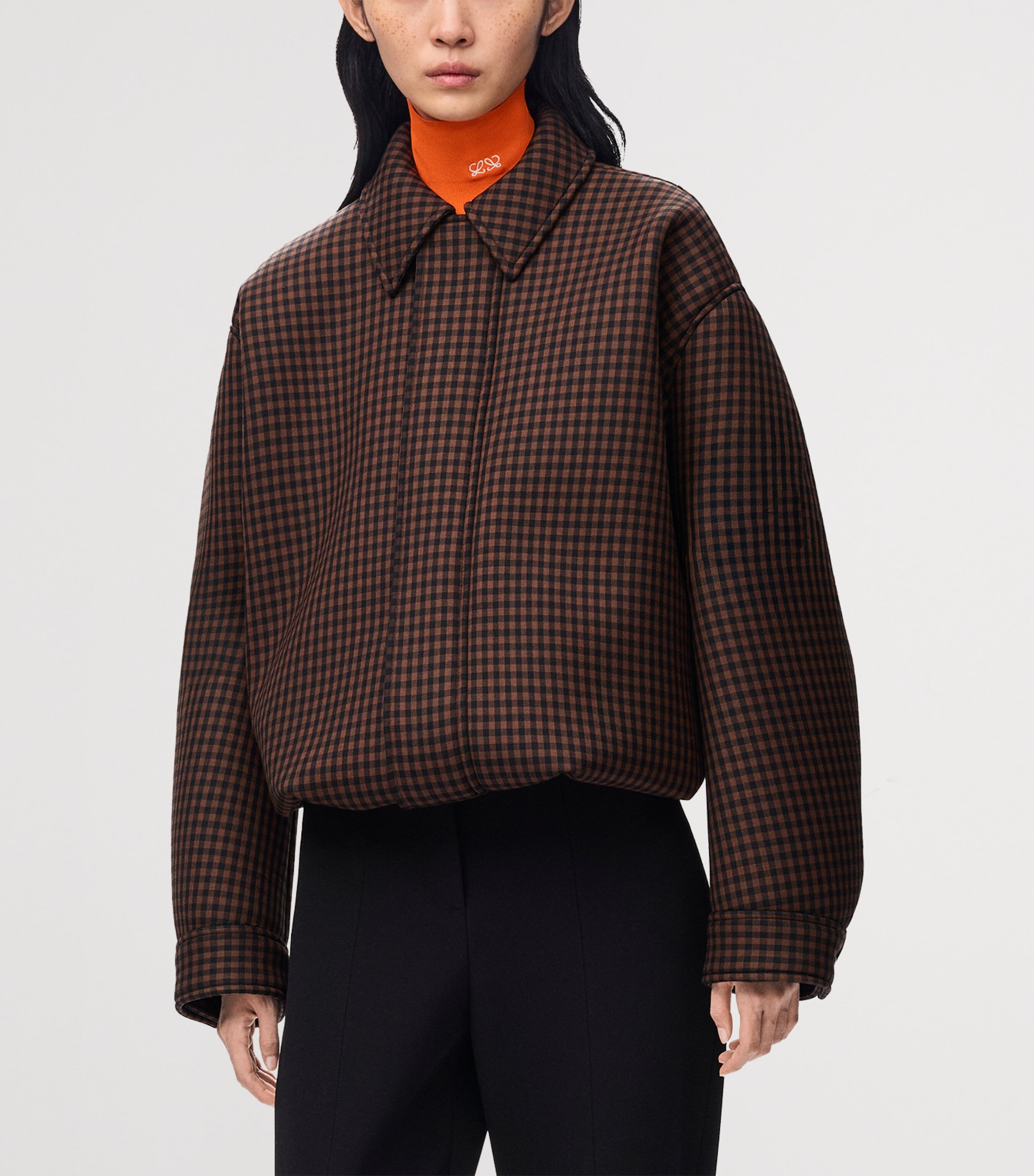 LOEWE Womens Wool-Blend Drawstring Jacket Brown/black Image 3