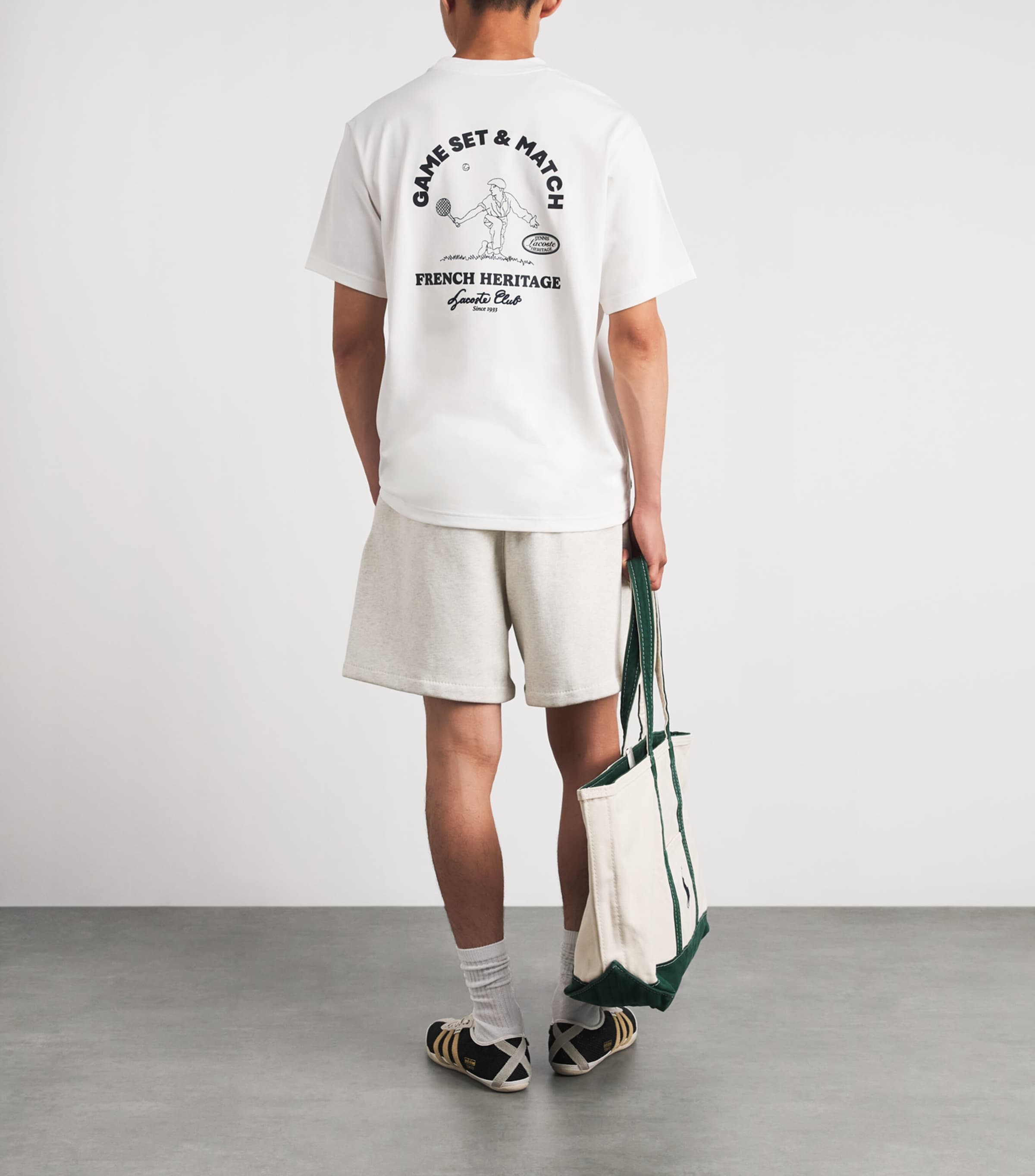 Lacoste Mens Ultra Dry Tennis Heritage Graphic T-Shirt Flour Image 2