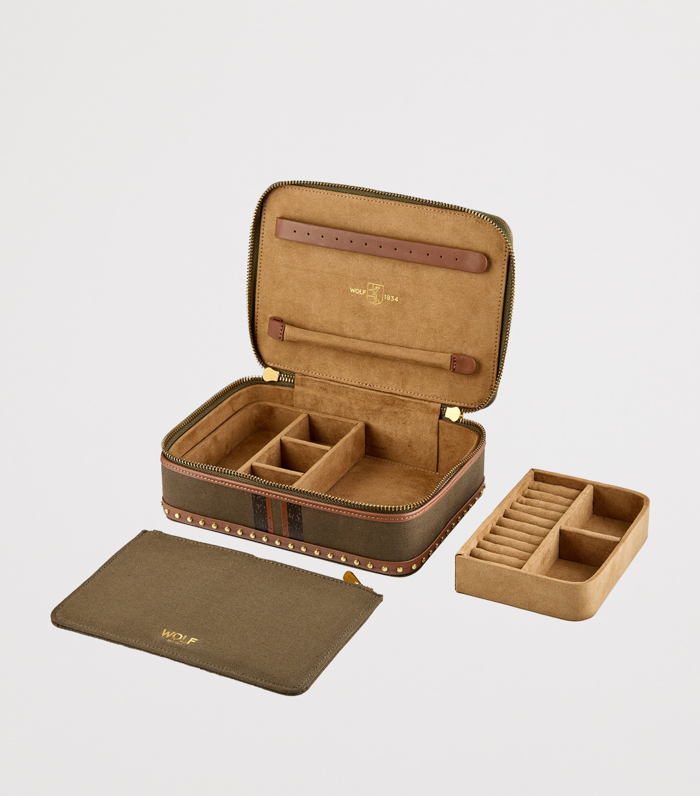 WOLF Ida Travel Zip Jewellery Case Harrods BA