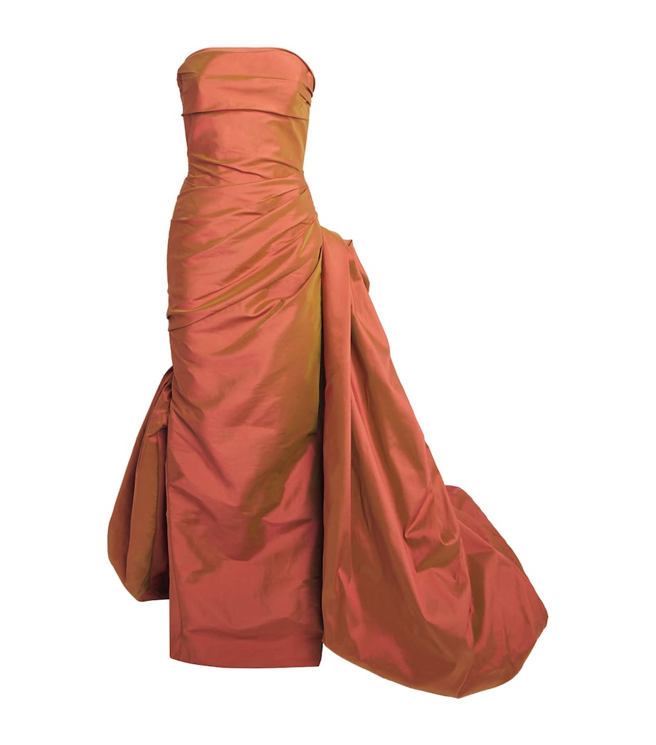 Taffeta Asymmetric Rasia Gown T1055 DARK ORANGE Image 1