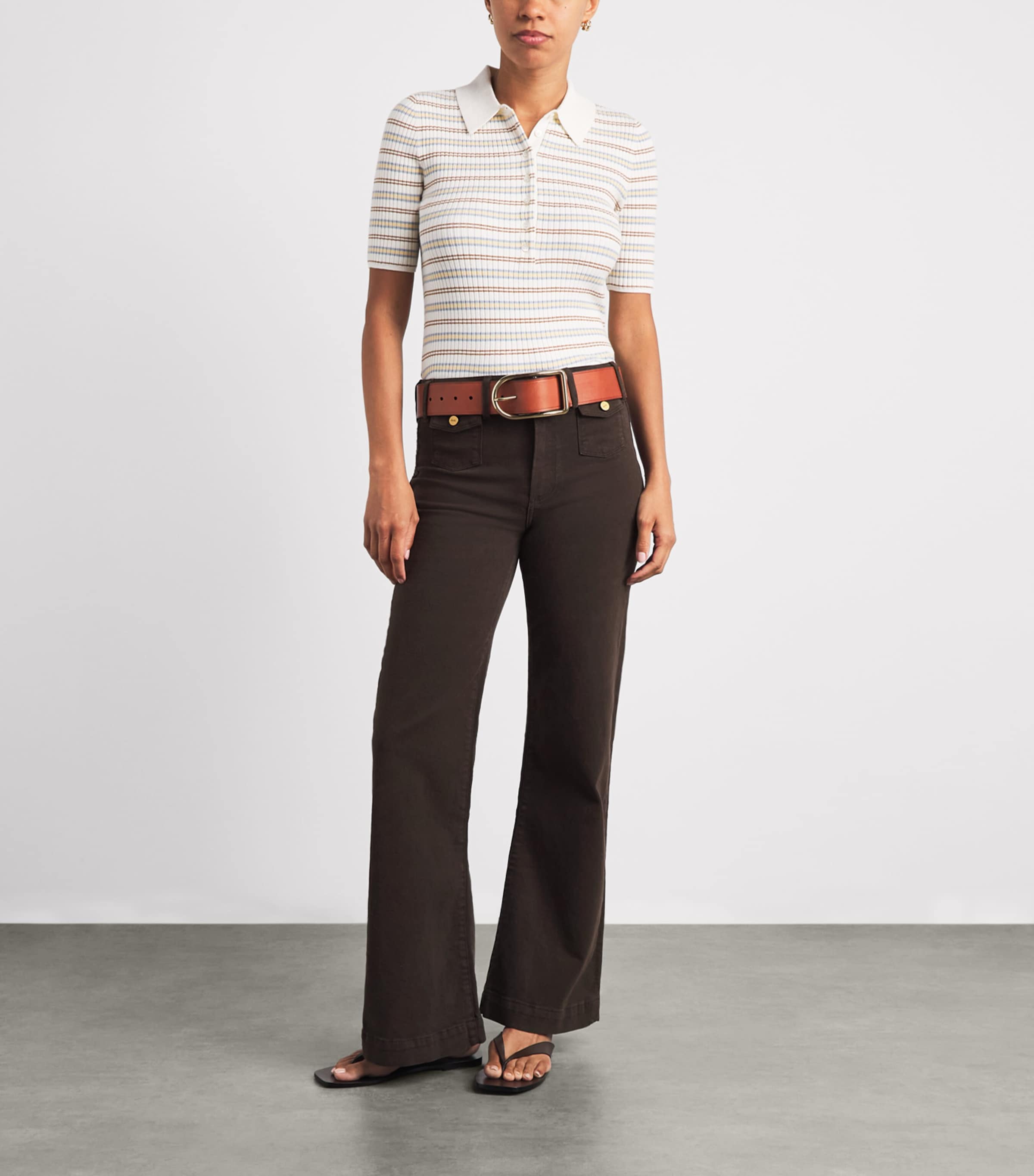 PAIGE Womens Leenah Wide-Leg Jeans Rich Chocolate Image 2