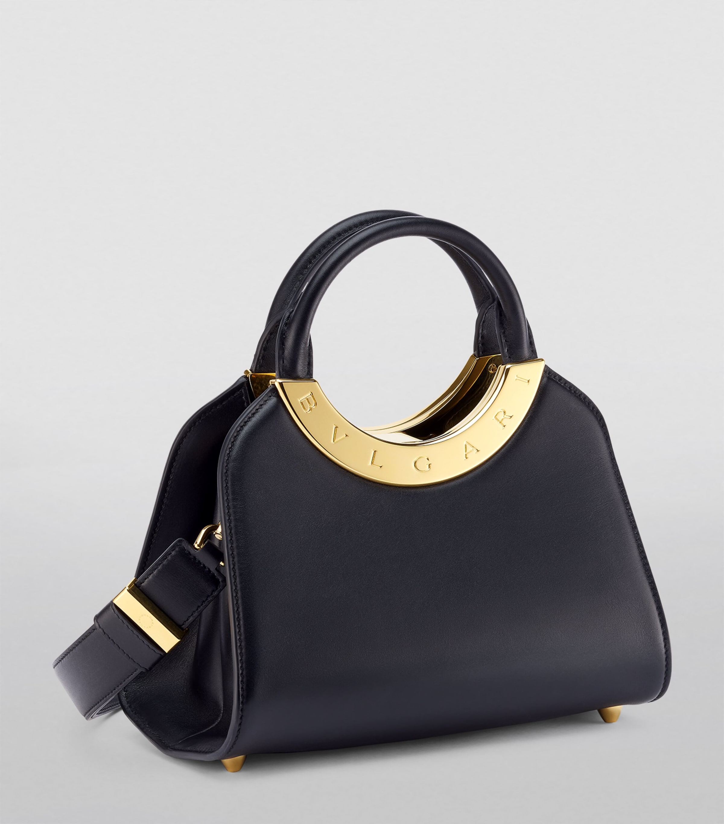 Small Leather Roma Top-Handle Bag BLACK Image 4