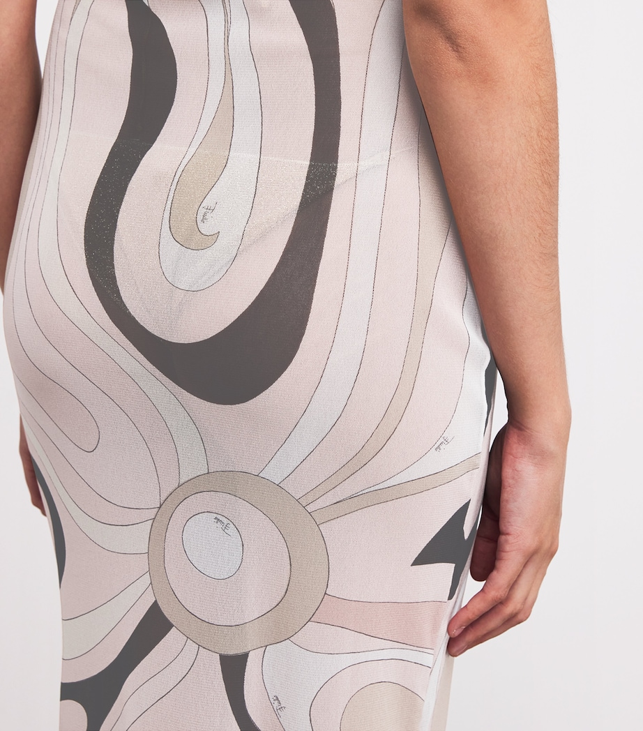 PUCCI Womens Tulle Marmo Maxi Dress Nude Image 4