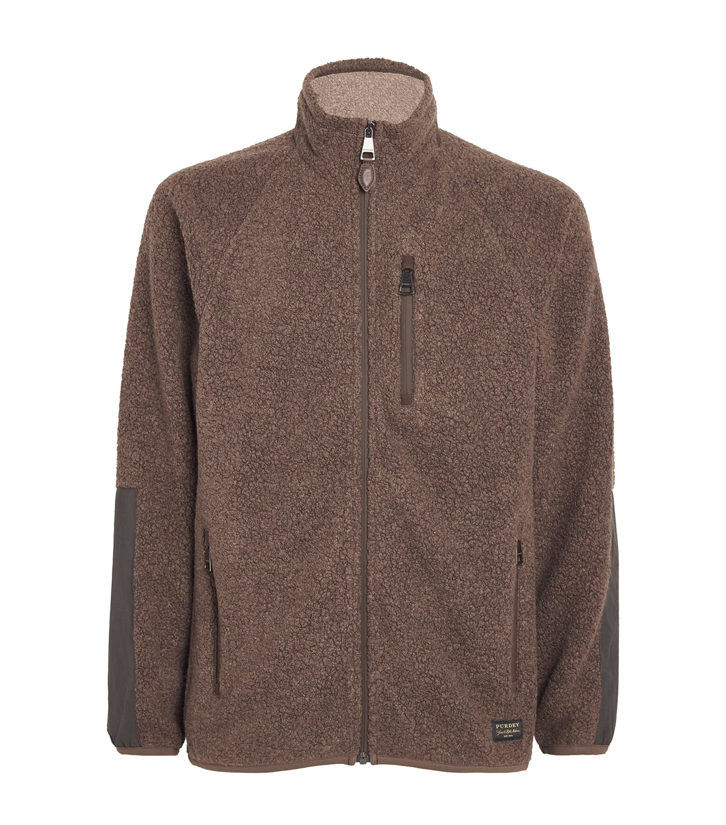 Shop Purdey Fleece-back Jersey Lux Jacket In Brown