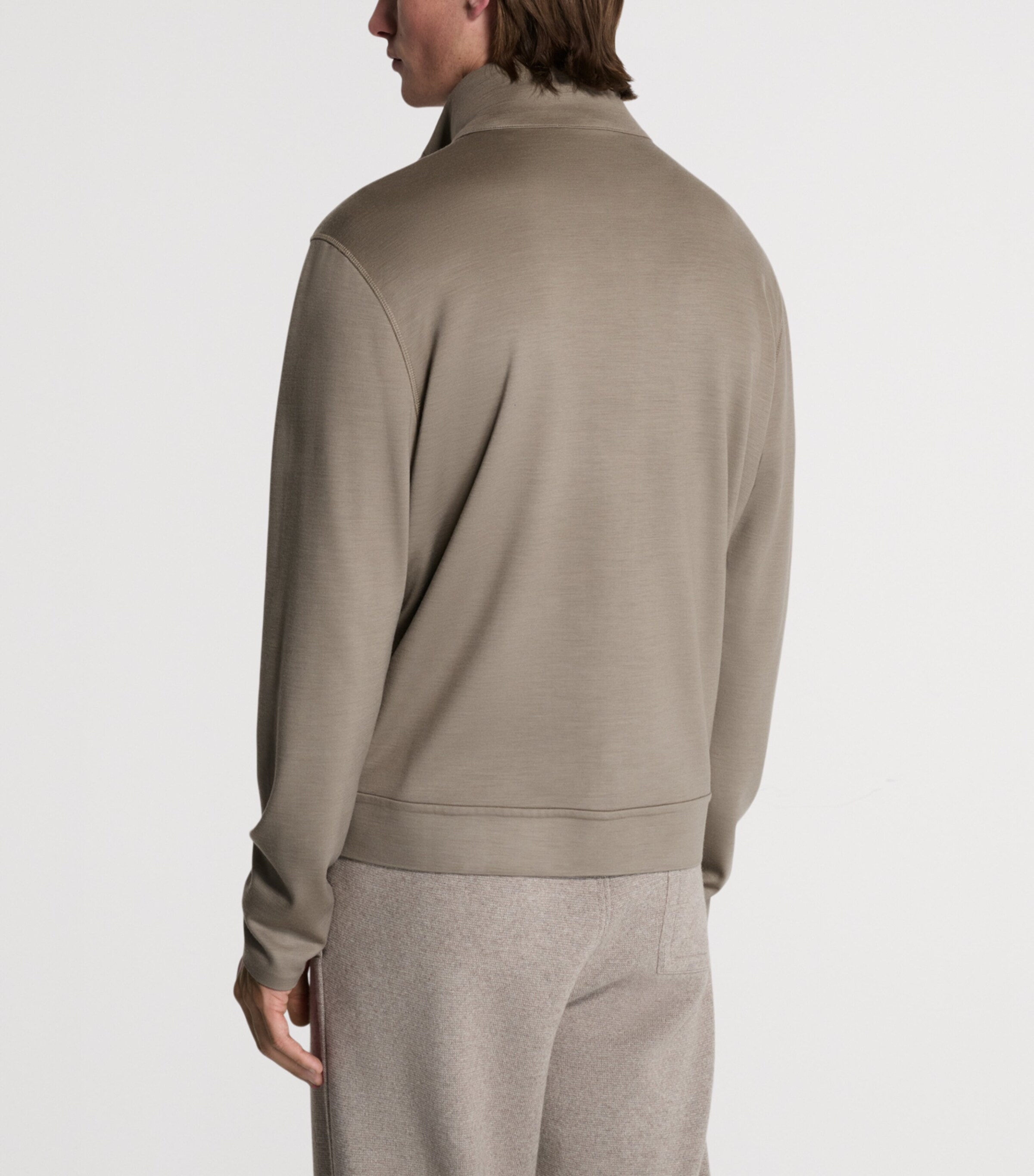 Dunhill Mens Wool-Cashmere Track Jacket Khaki Image 3