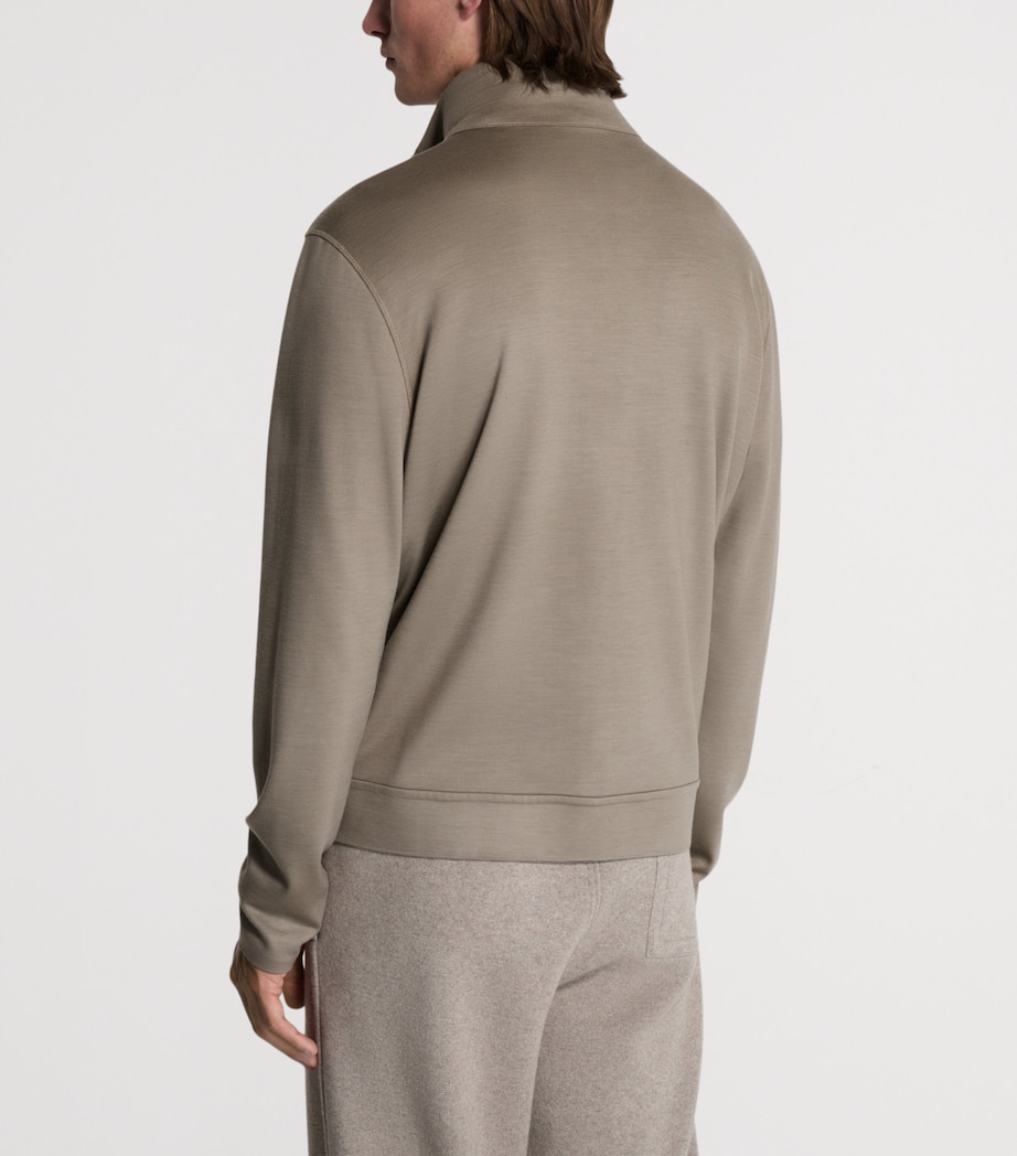 Dunhill Mens Wool-Cashmere Track Jacket Khaki Image 3