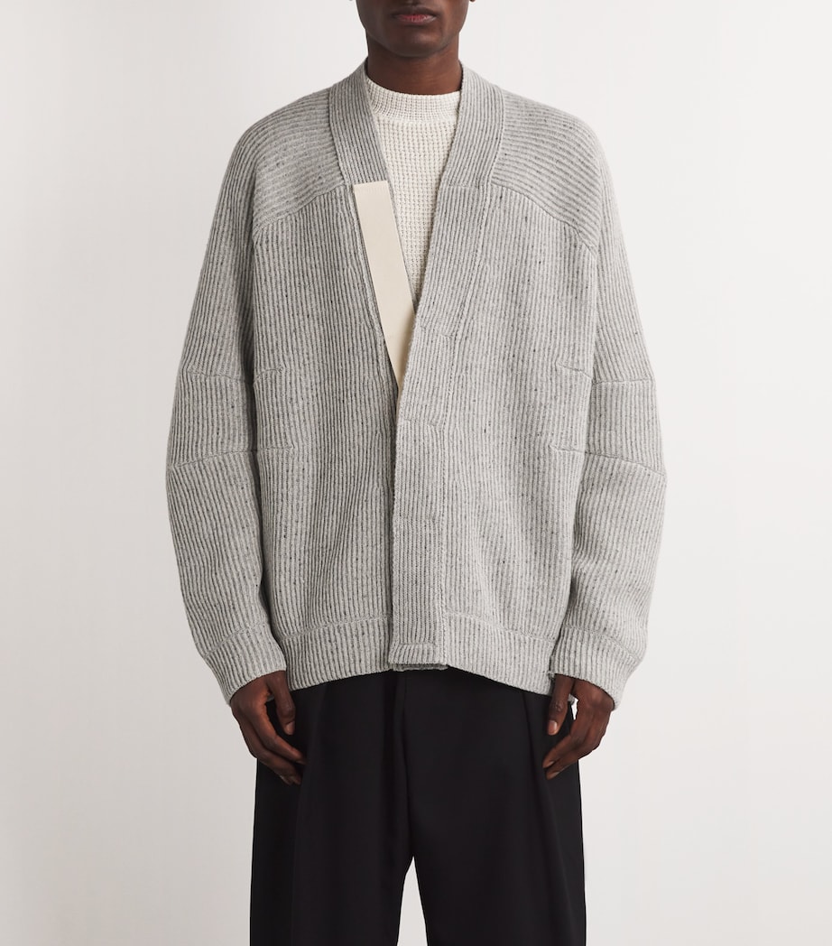 MORDECAI Mens Wool-Blend Oversized Cardigan Melange Image 3
