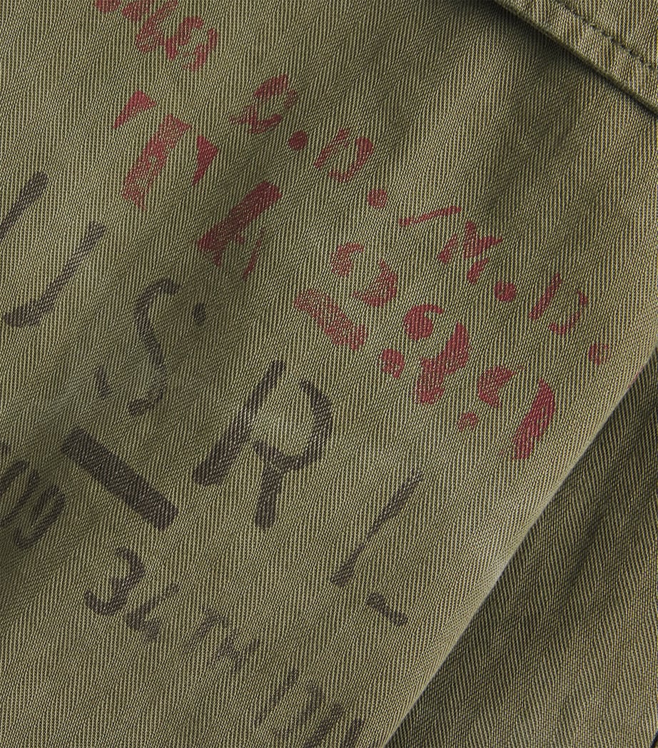 Cotton Relaxed Utility Cargo Shorts GREEN Image 5