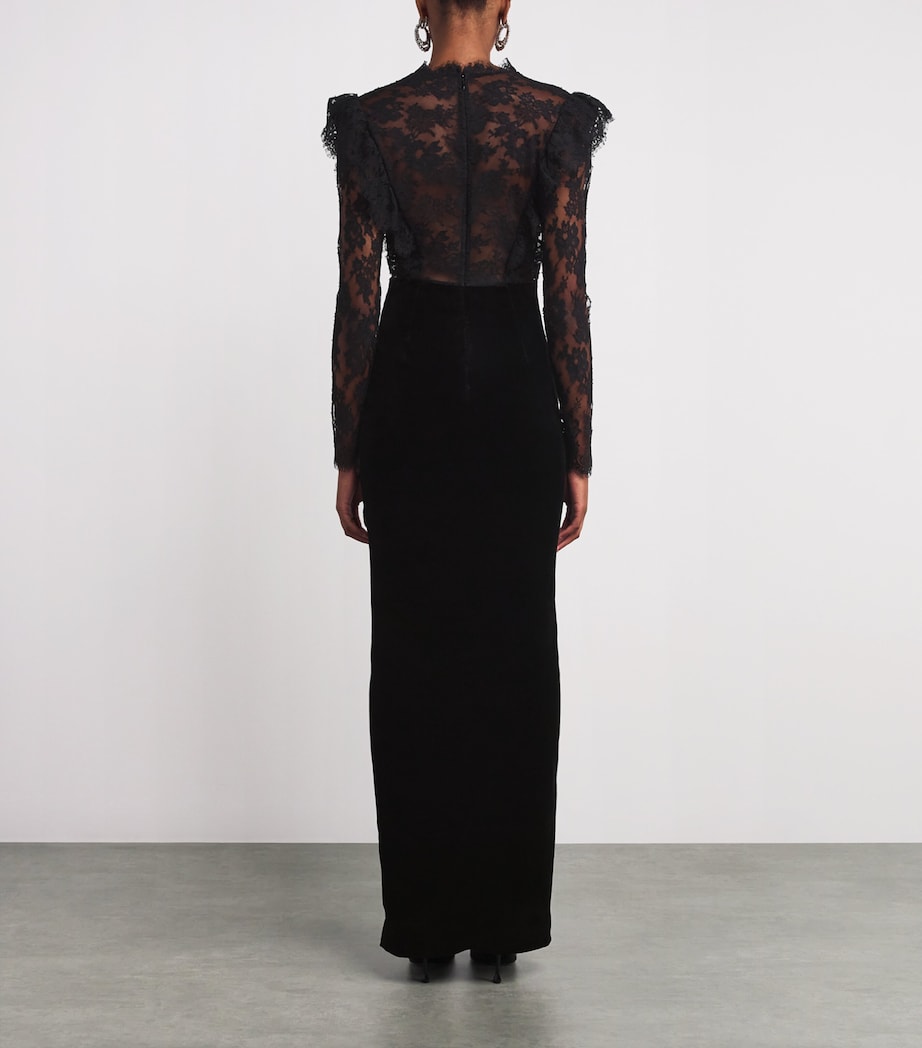 Lace-Velvet Gown 0900 BLACK Image 3
