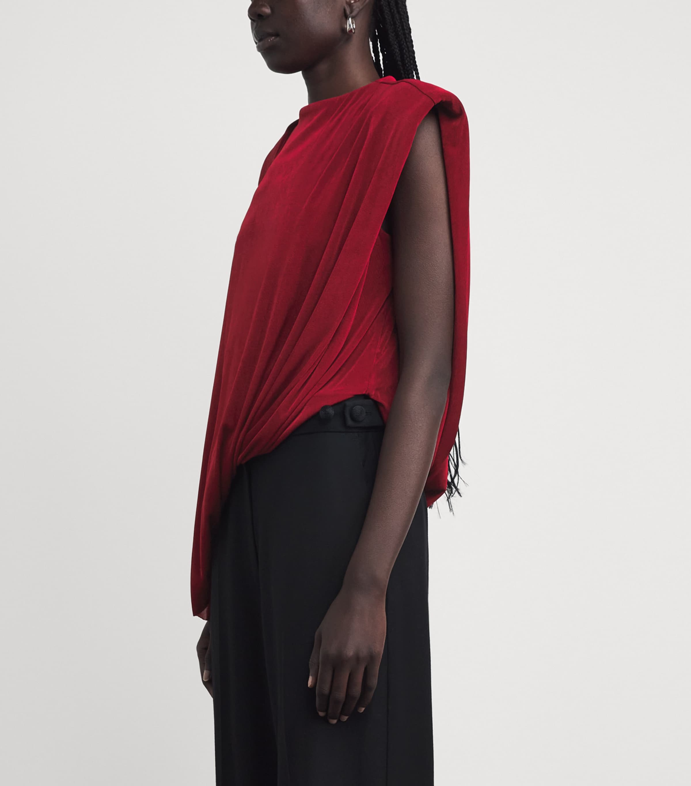 CAMILLA AND MARC Womens Draped Asymmetrical Ravine Top Cherry Image 4