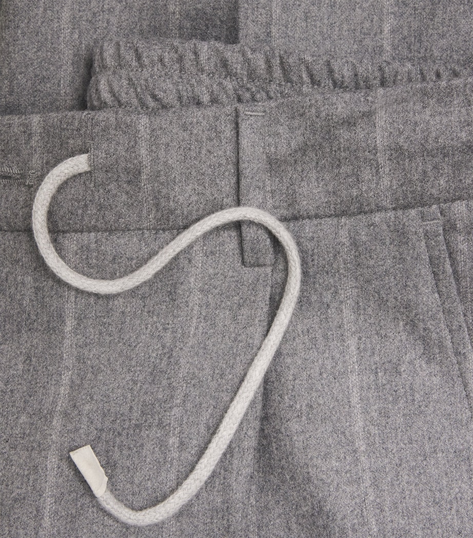 Eleventy Mens Wool-Blend Stripe Drawstring Trousers Grigio Chiaro Melang Image 6