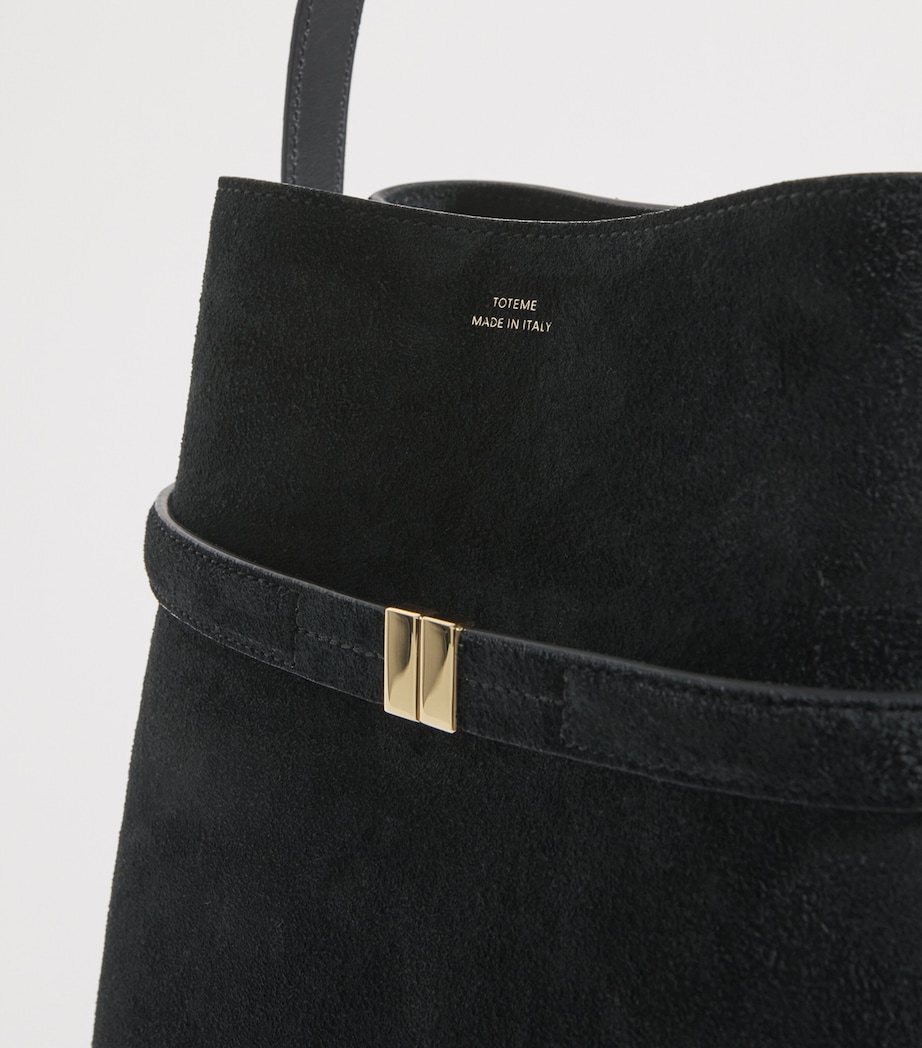 Suede Bucket Shoulder Bag 001 BLACK Image 4