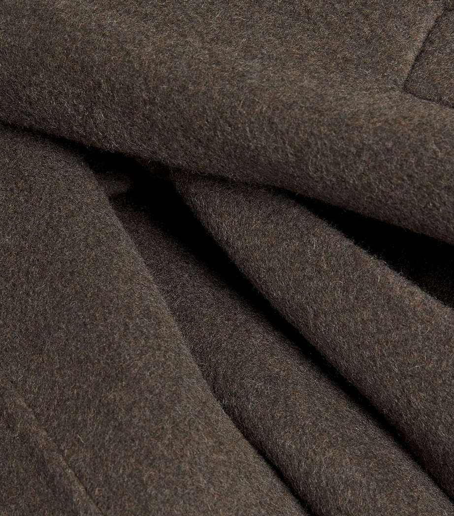 Wool-Blend Belted Fringe Coat KHAKI Image 5