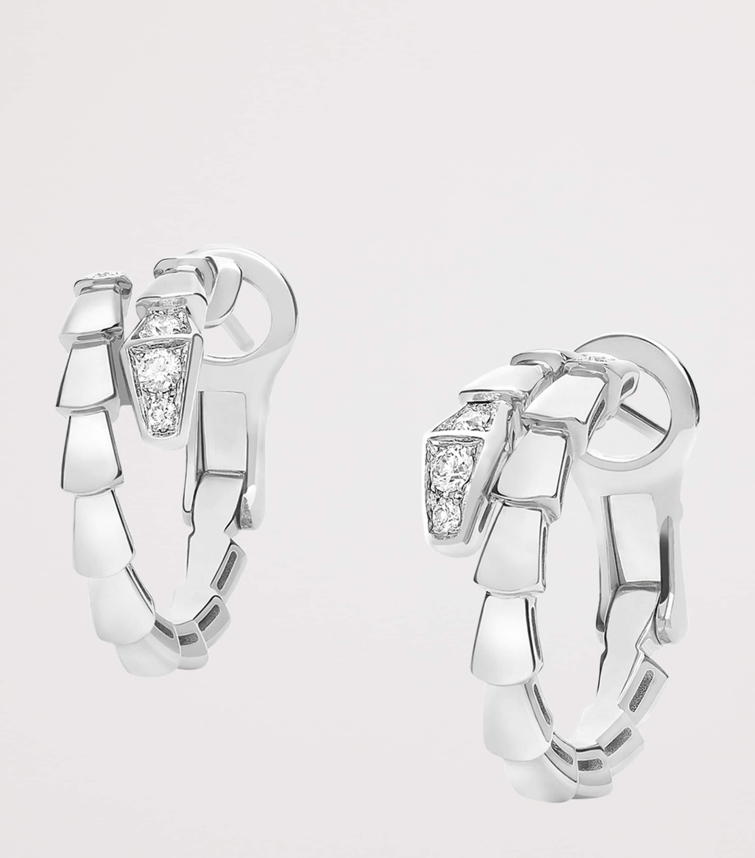 White Gold and Diamond Serpenti Viper Hoop Earrings WHITE GOLD Image 5