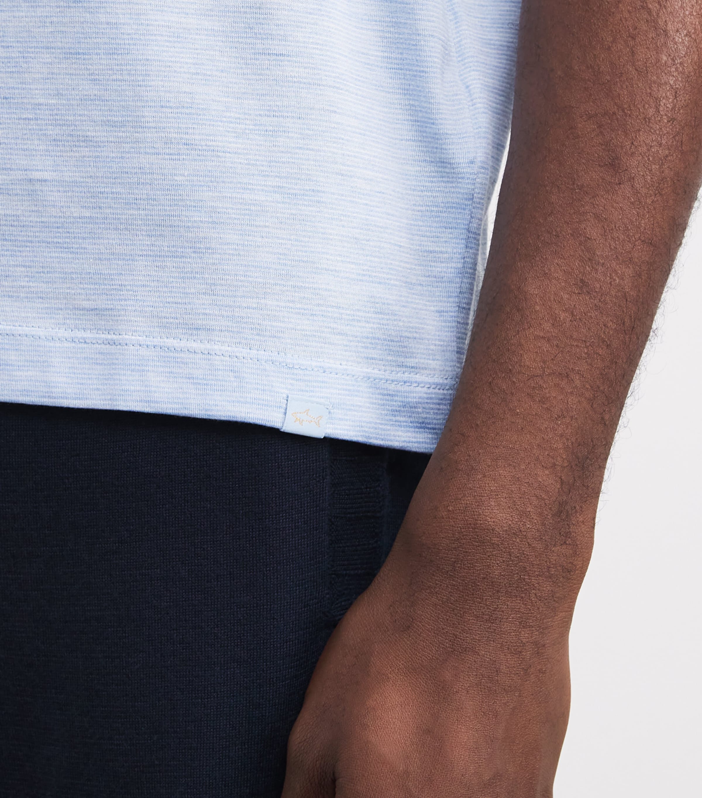 Cotton-Silk Stripe T-Shirt 130 WHITE LIGHT BLUE Image 6