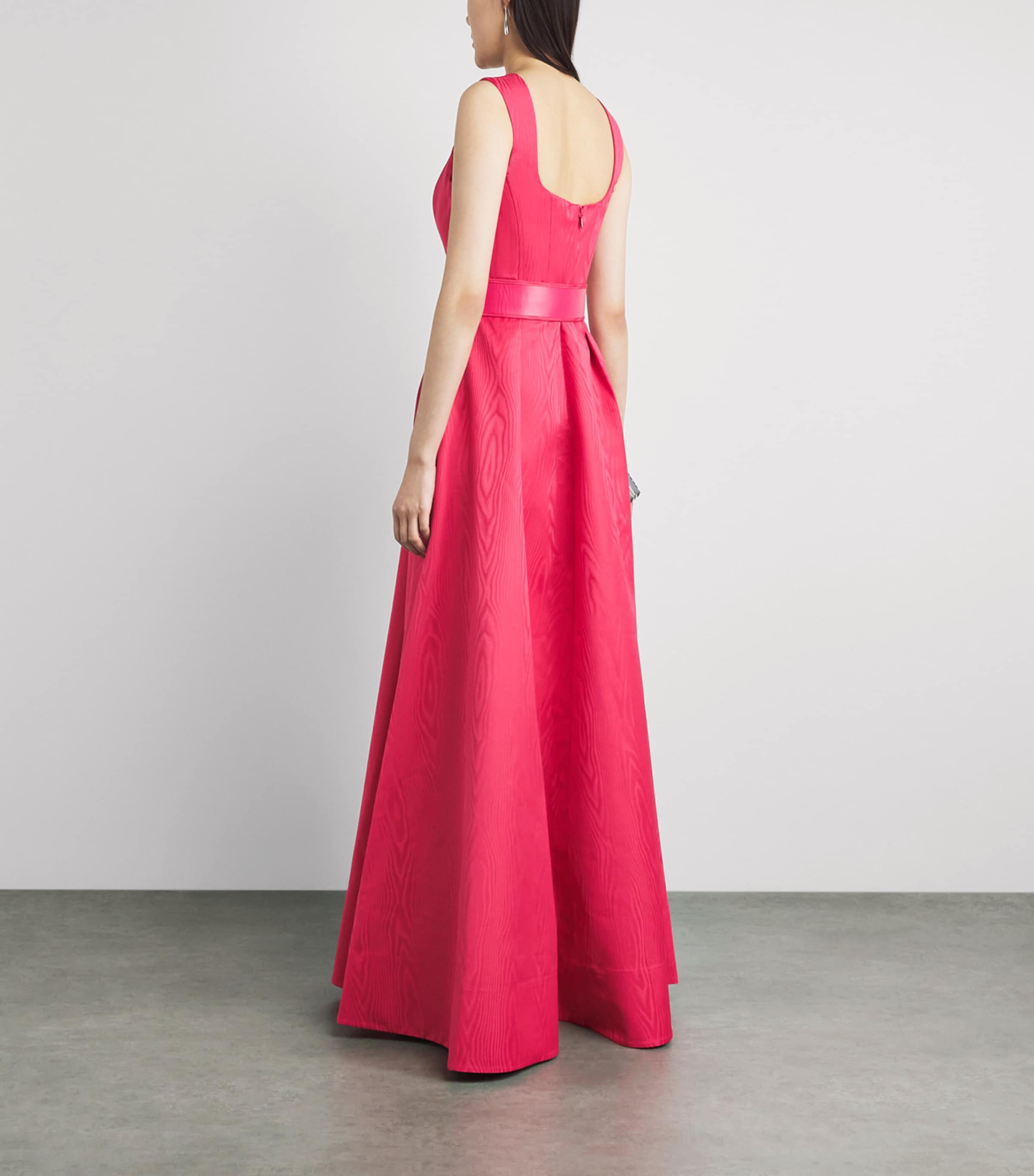 Rebecca Vallance Womens Moiré-Effect Rosalia Gown Magenta Image 4