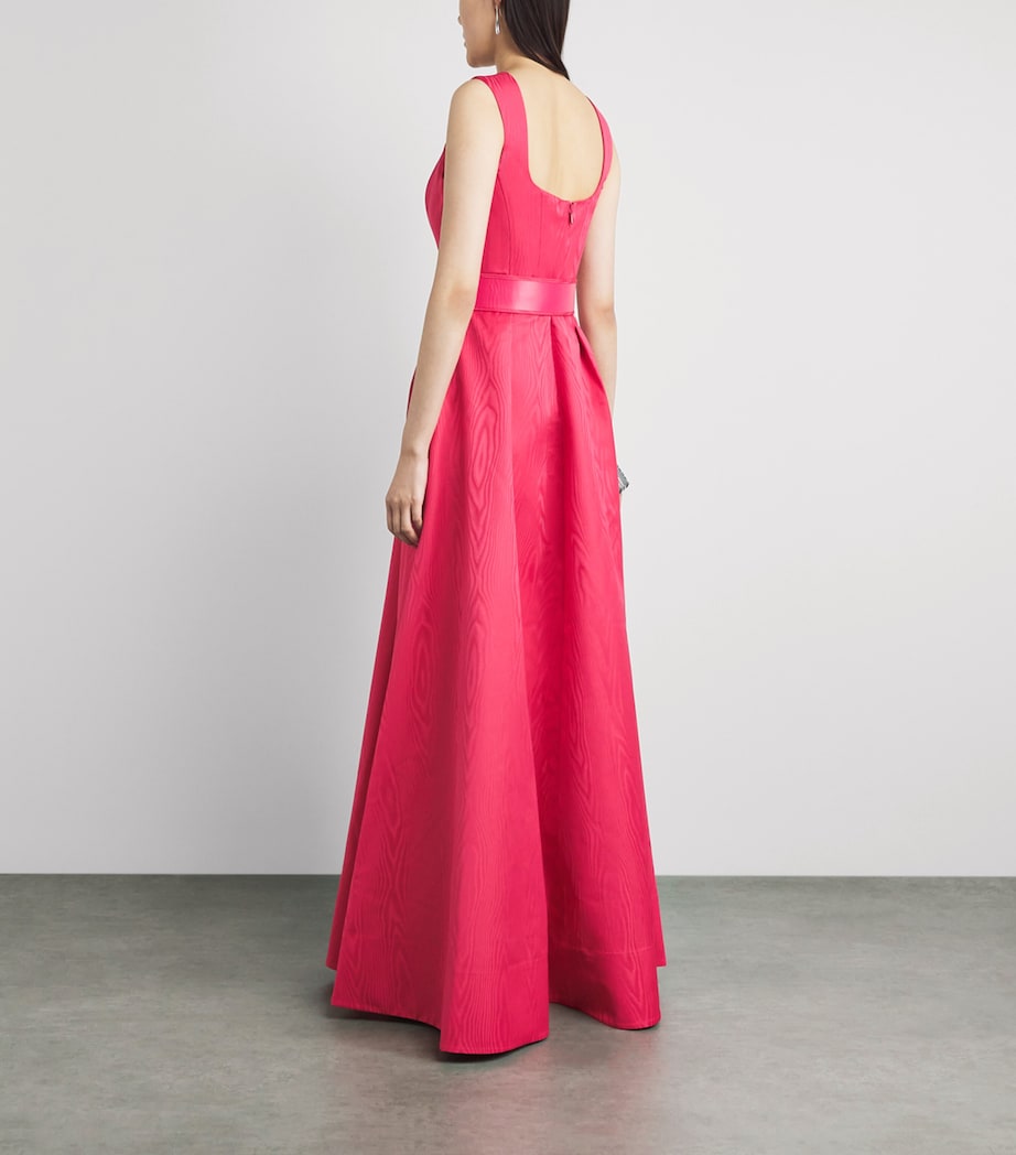 Rebecca Vallance Womens Moiré-Effect Rosalia Gown Magenta Image 4