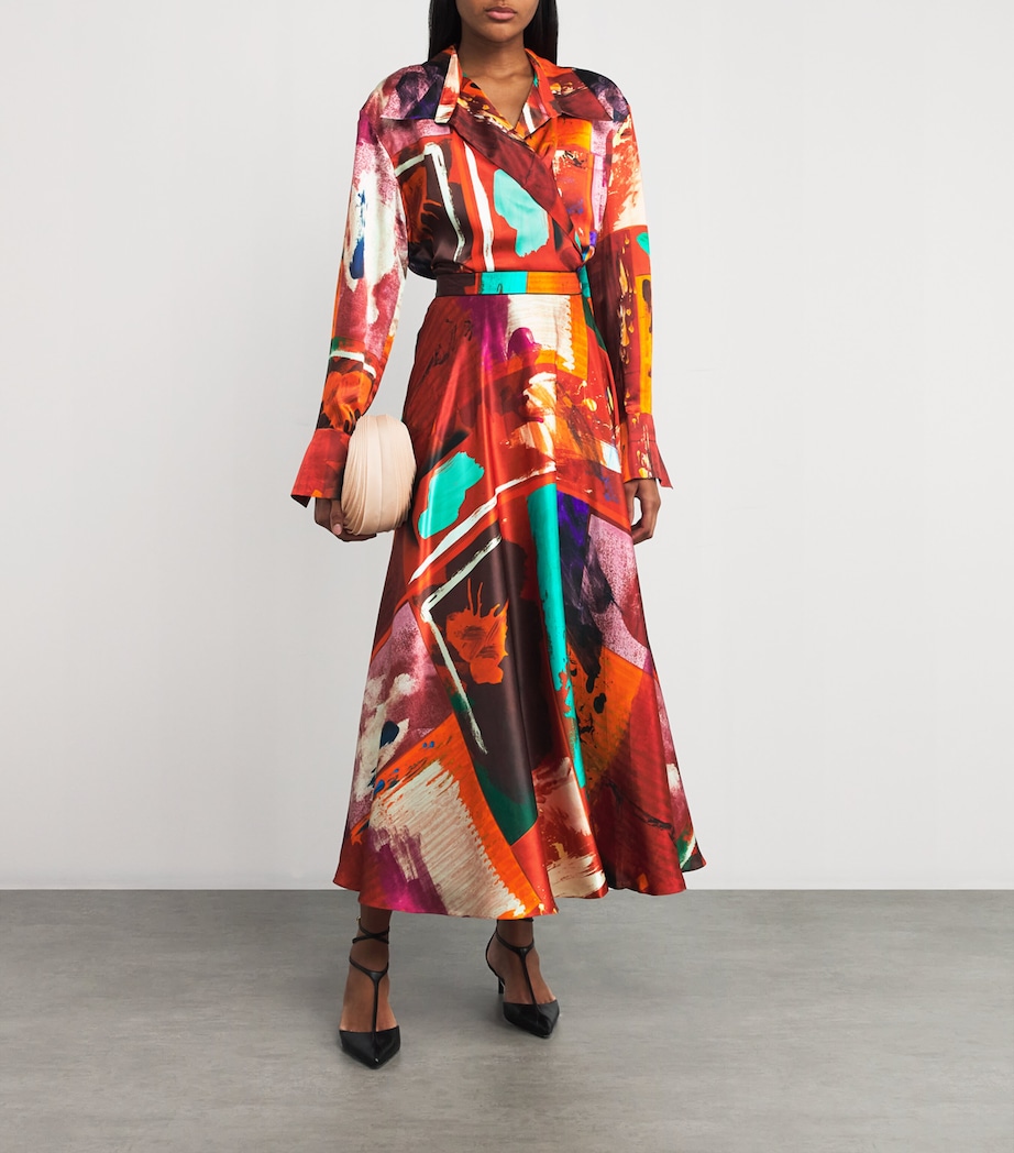 Satin Ameera Midi Skirt BLD ORNG PCTRL PRNT Image 2