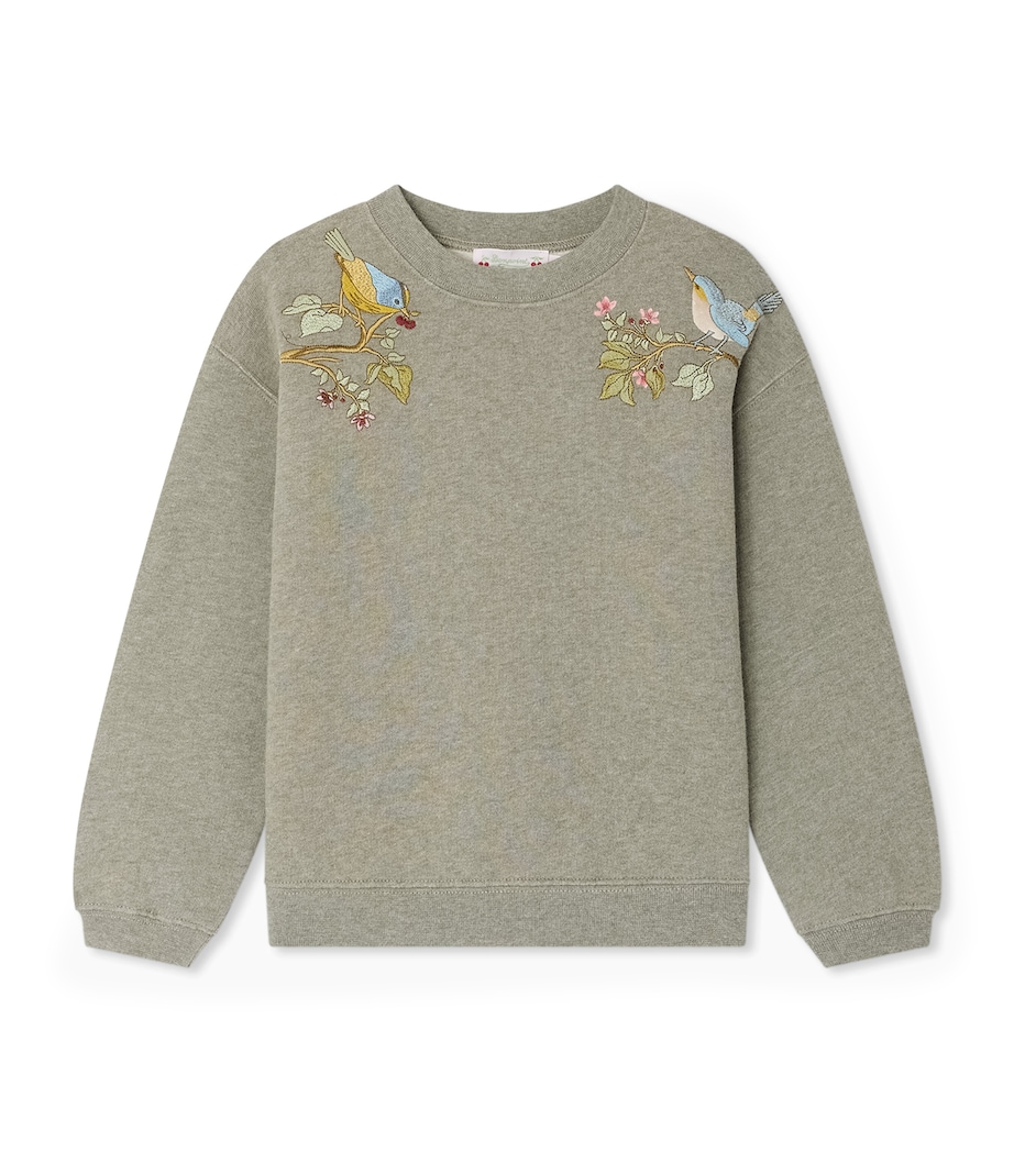 Organic Cotton Embroidered Sweatshirt (4-8 Years) VERT DE GRIS Image 1
