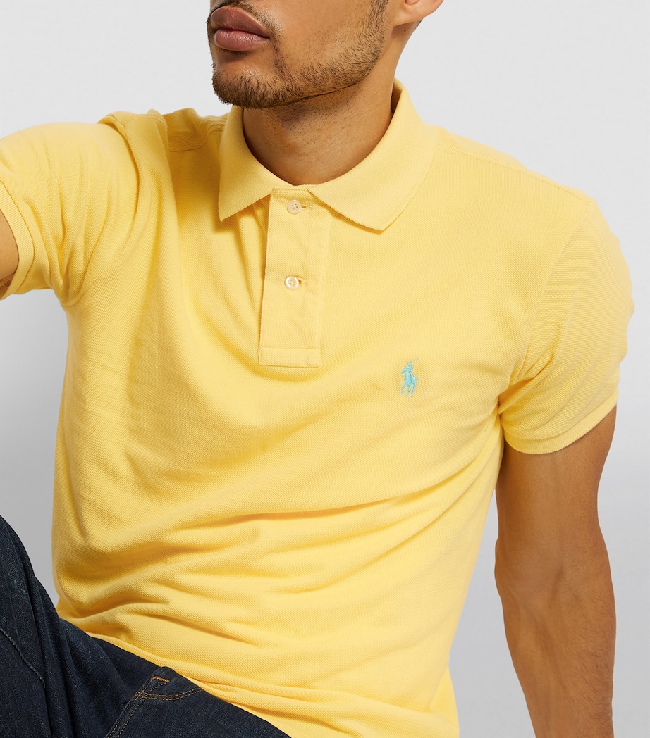 Cotton Mesh Slim-Fit Polo Shirt YELLOW Image 12