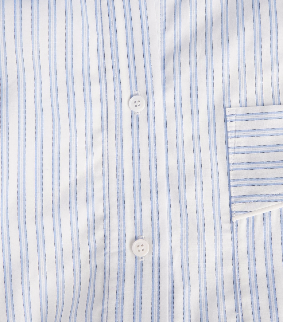 Sandro Paris Womens Cotton Stripe Cropped Shirt Blu / White Image 6
