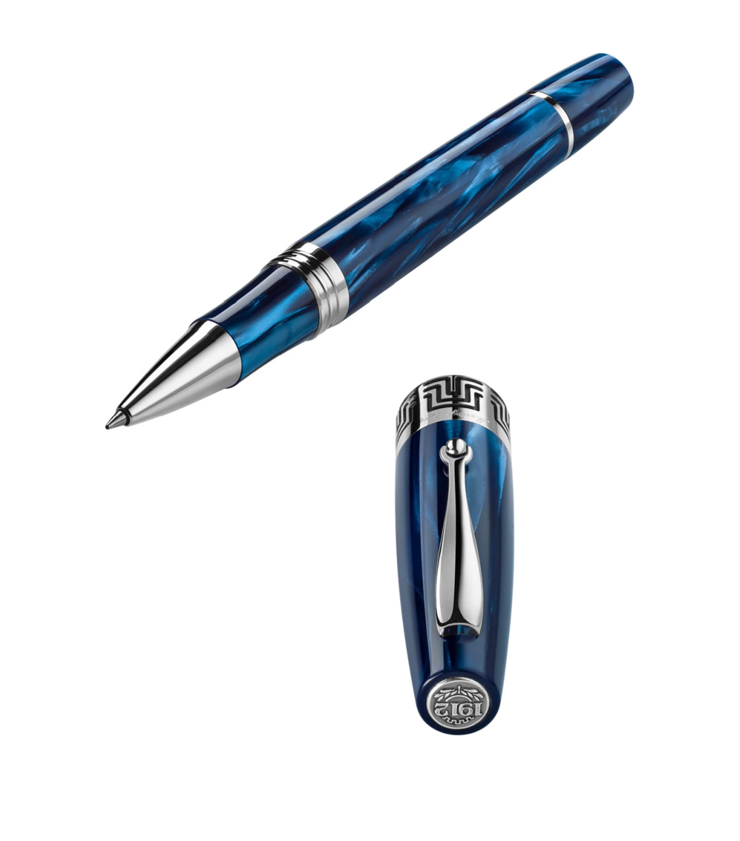 Montegrappa Sterling Silver-trim Extra 30 Rollerball Pen In Blue