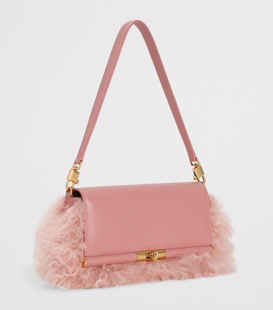 Dolce&Gabbana Shearling-Trim Marlene Shoulder Bag Pink/pink Image 3