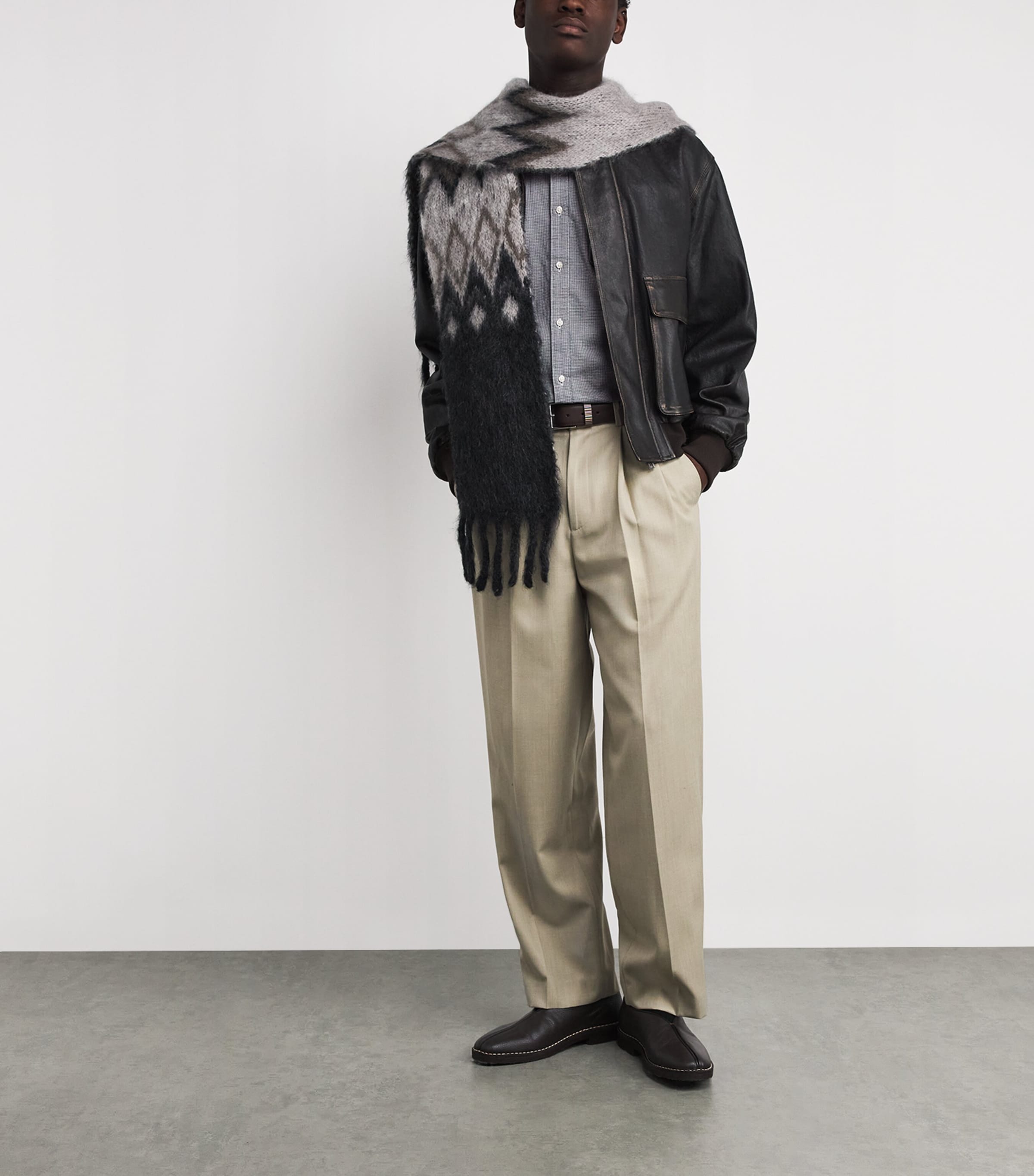 Cotton Huntly Houndstooth Tailored Shirt NY91 NAVY Image 2