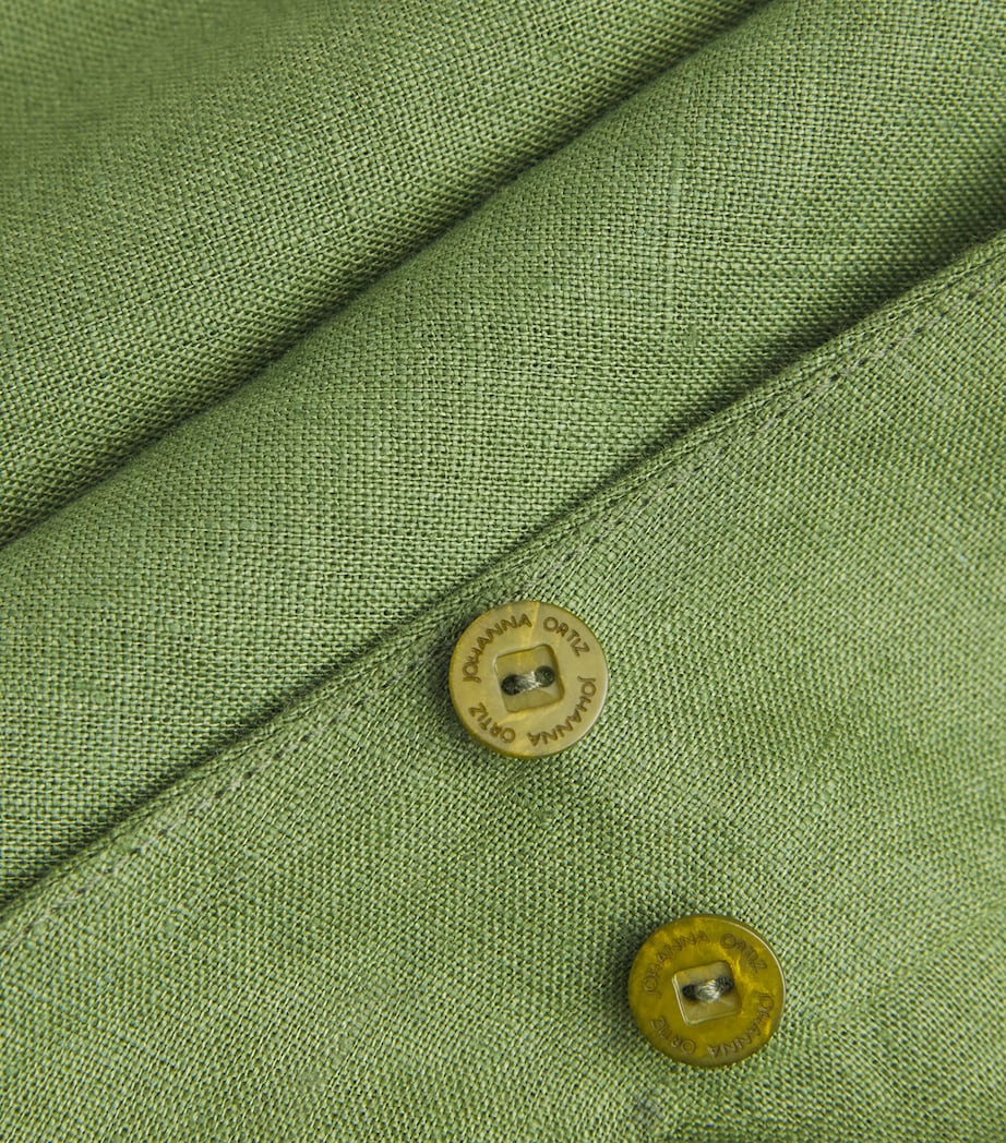 Linen Safari Midi Skirt GREEN Image 2