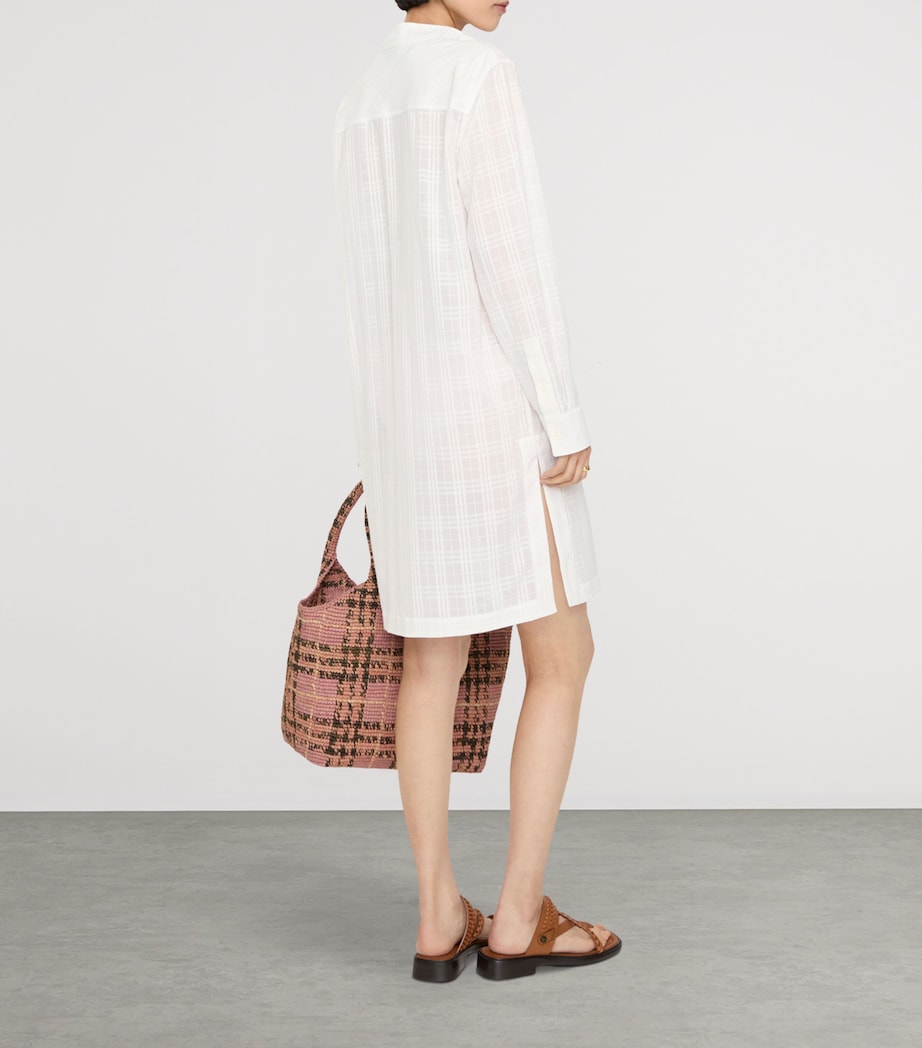 Burberry Womens Cotton Voile Mini Dress Chalk White Ip Check Image 3