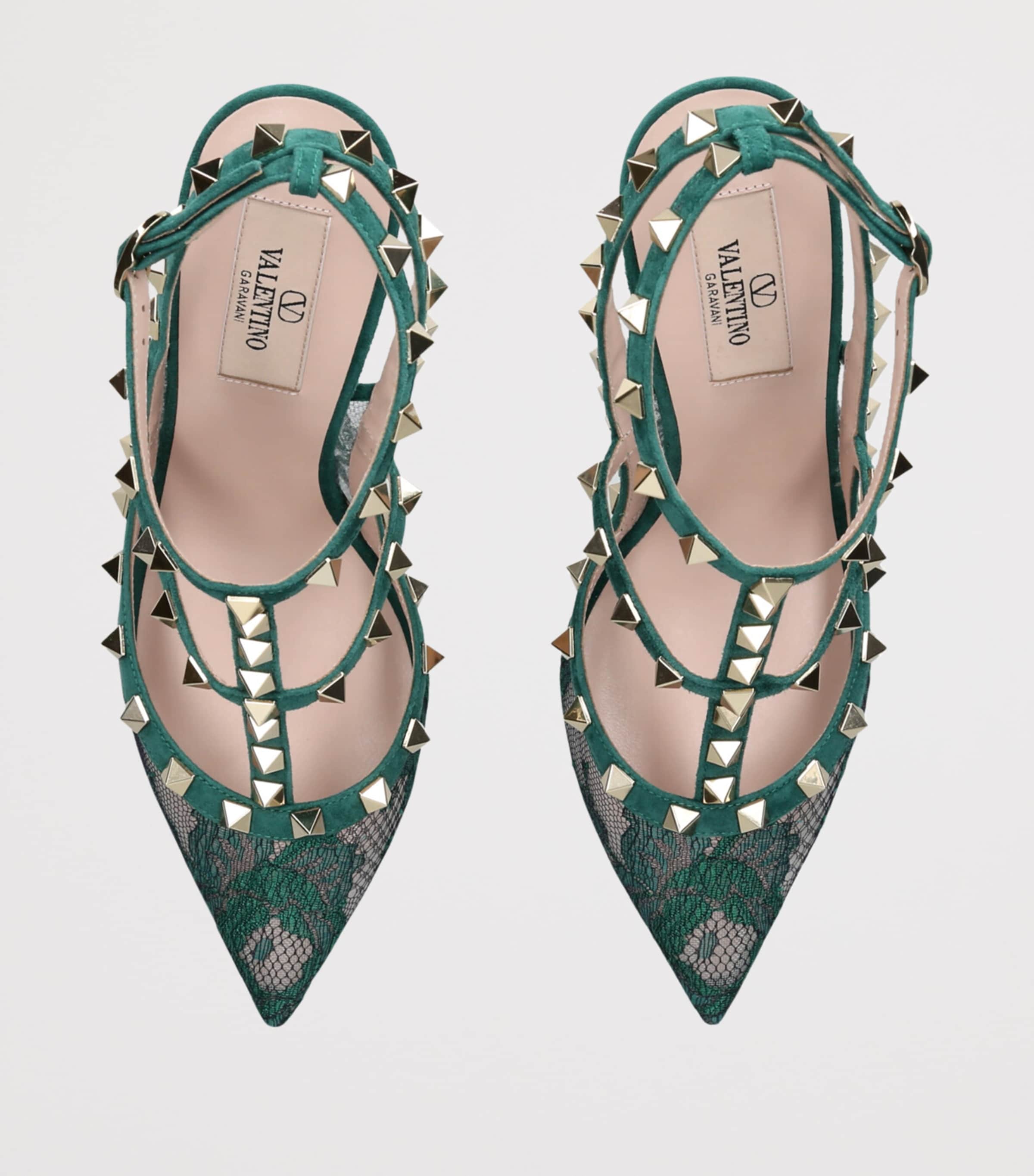 Lace Rockstud Pumps 100 TEAL Image 4