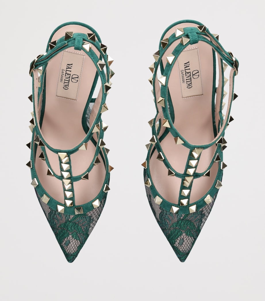 Lace Rockstud Pumps 100 TEAL Image 4