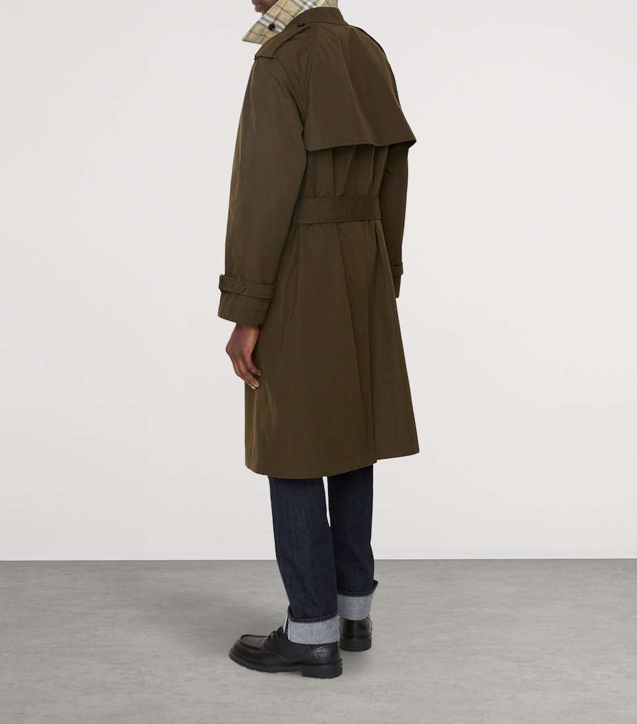 Burberry Mens Long Cotton Gabardine Trench Coat Marsh Image 5
