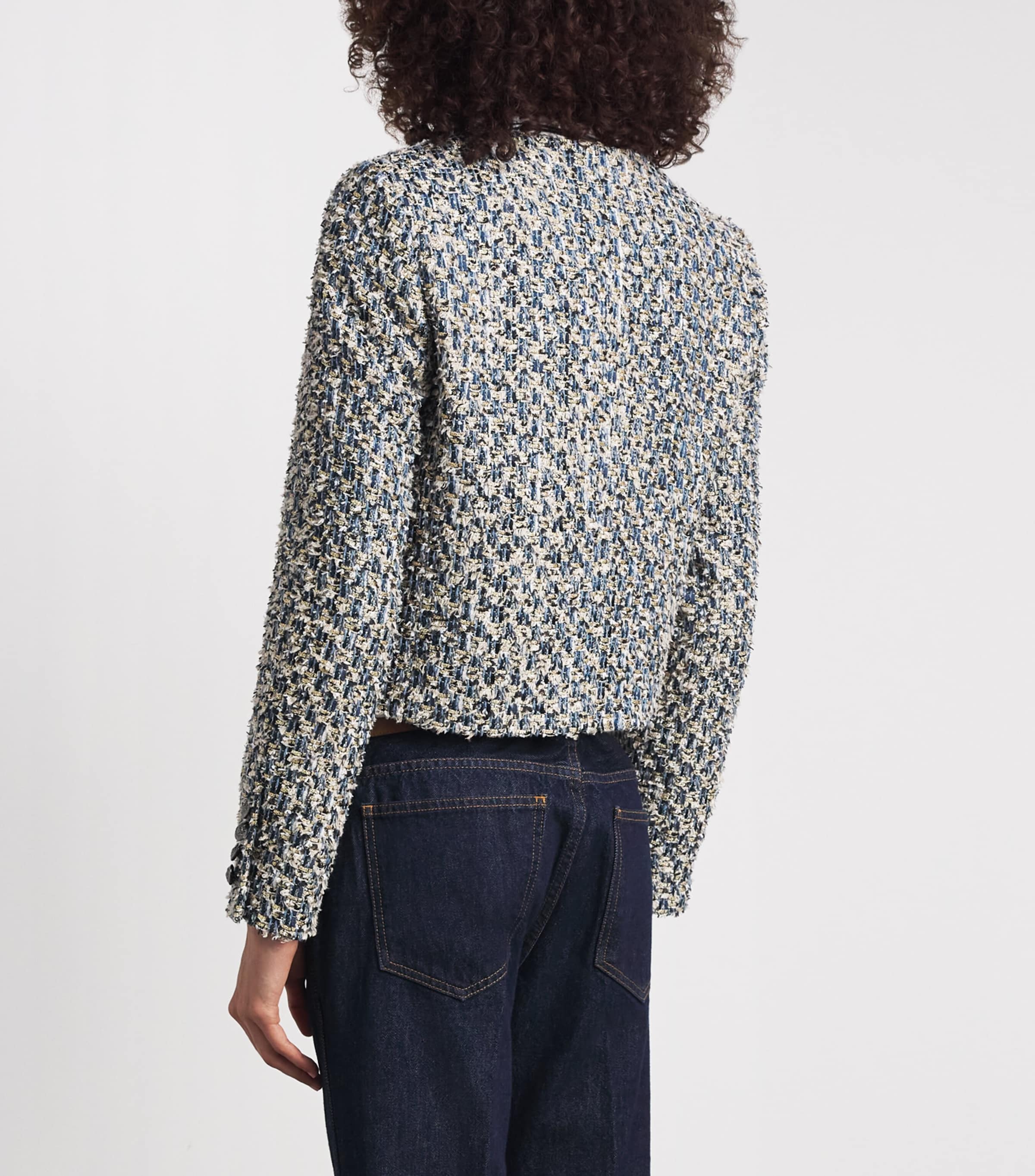 ME+EM Womens Tweed Cropped Jacket Blue Multi Image 5
