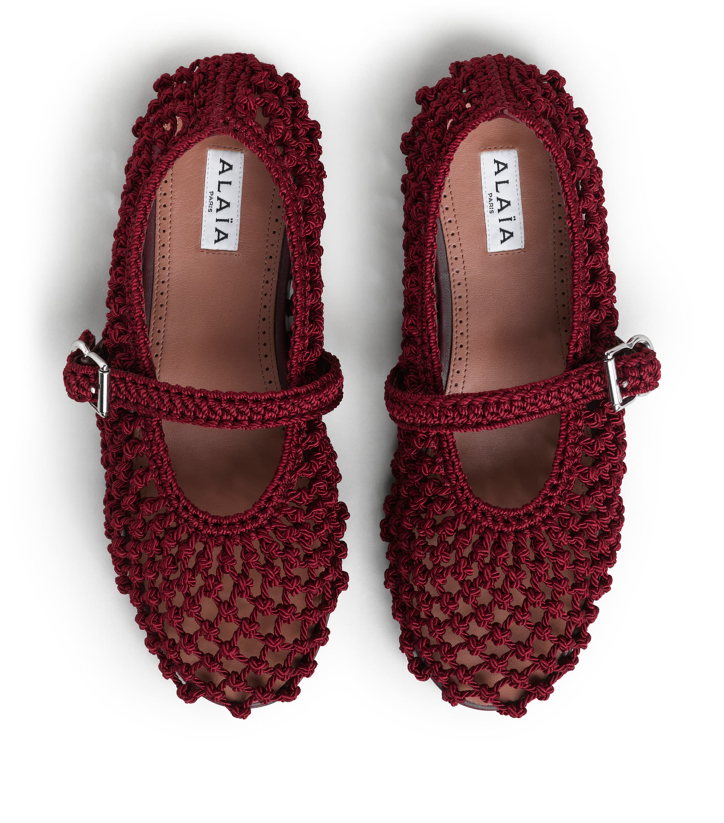 Alaïa Satin Crochet Ballet Flats Bordeaux Image 2