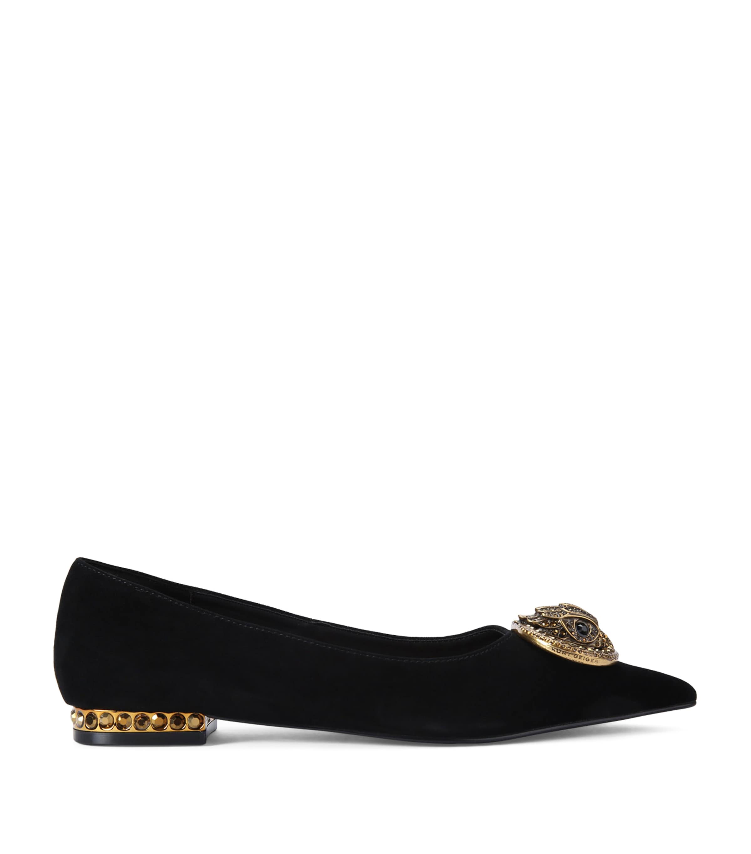 Kurt Geiger Suede Chelsea Pointed Ballet Flats In Black