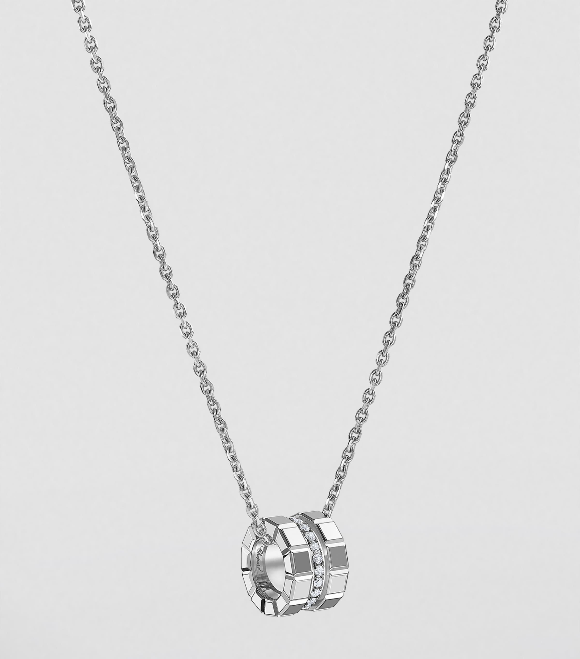 White Gold and Diamond Ice Cube Necklace 18K WHITE GOLD Image 4