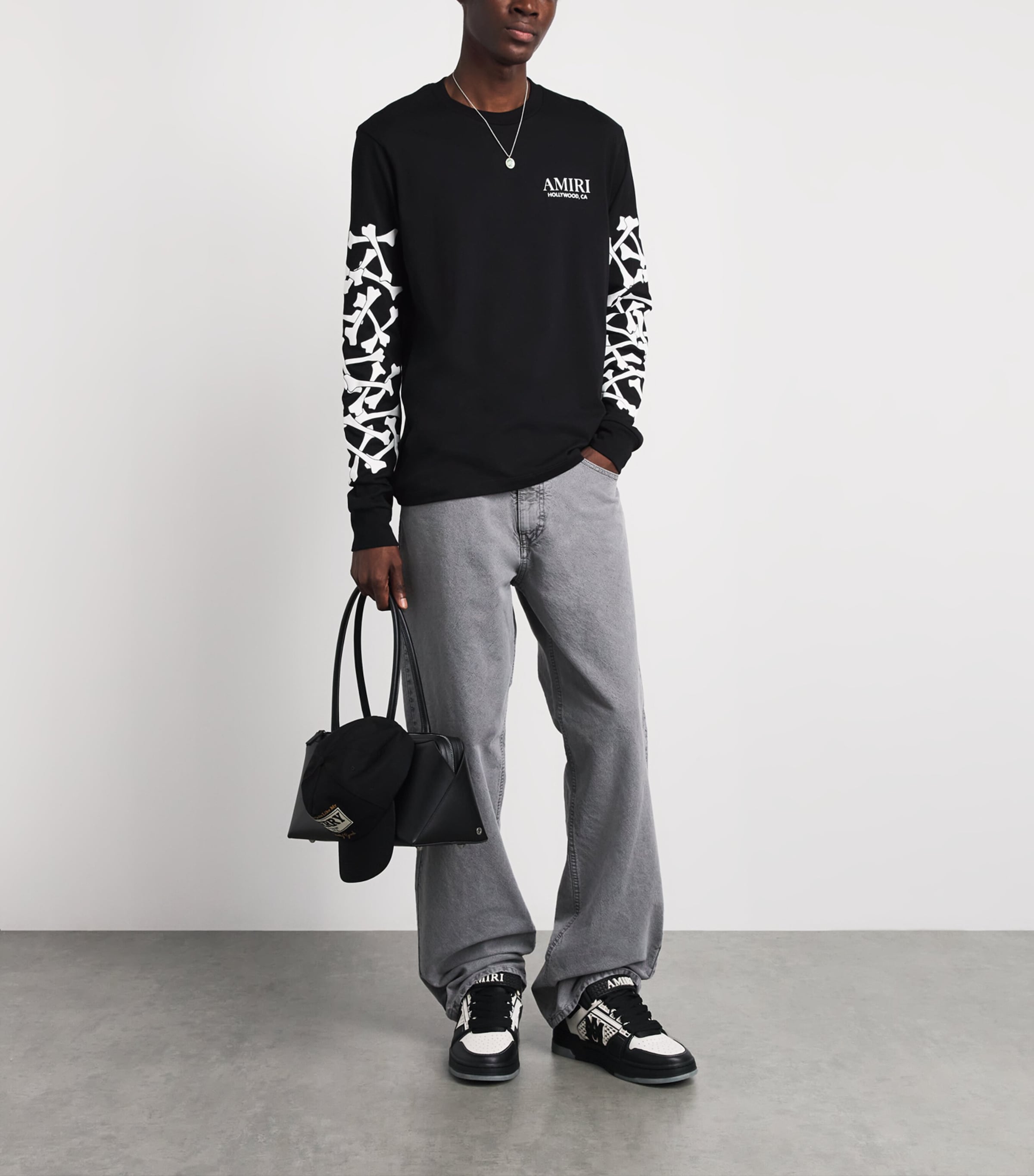 AMIRI Black Cotton Stacked Bones Long-Sleeve T-Shirt | Harrods UK