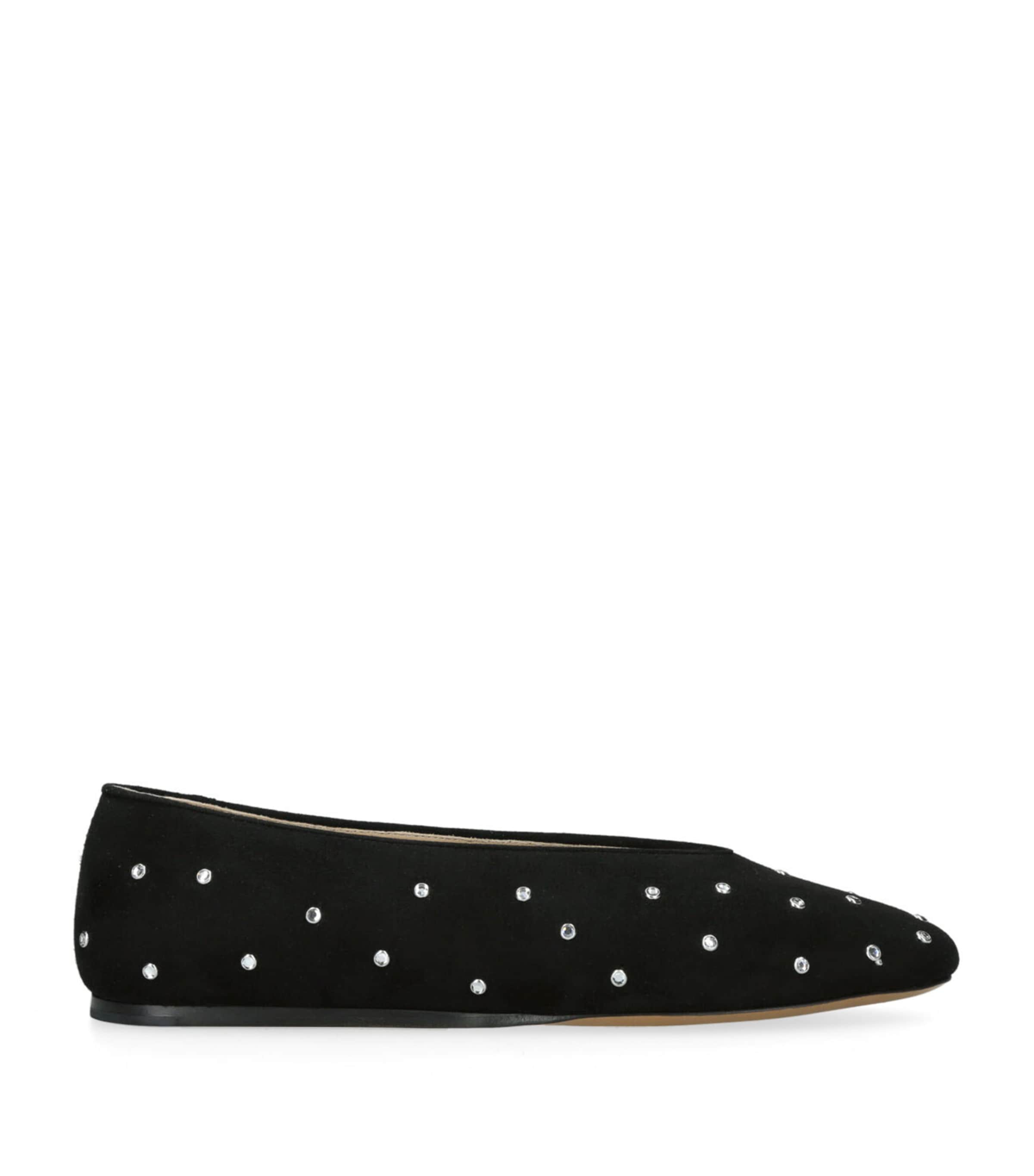 Shop Le Monde Beryl Suede Embellished Regency Flats In Black