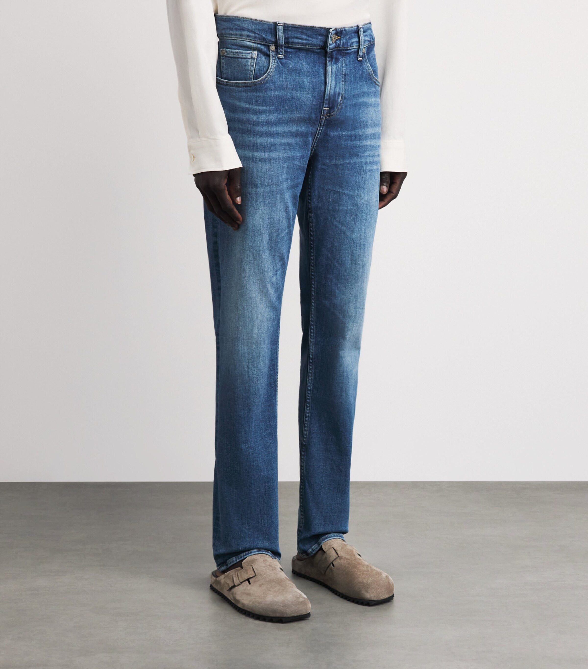 7 For All Mankind Mens Slimmy Jeans Light Blue Image 4