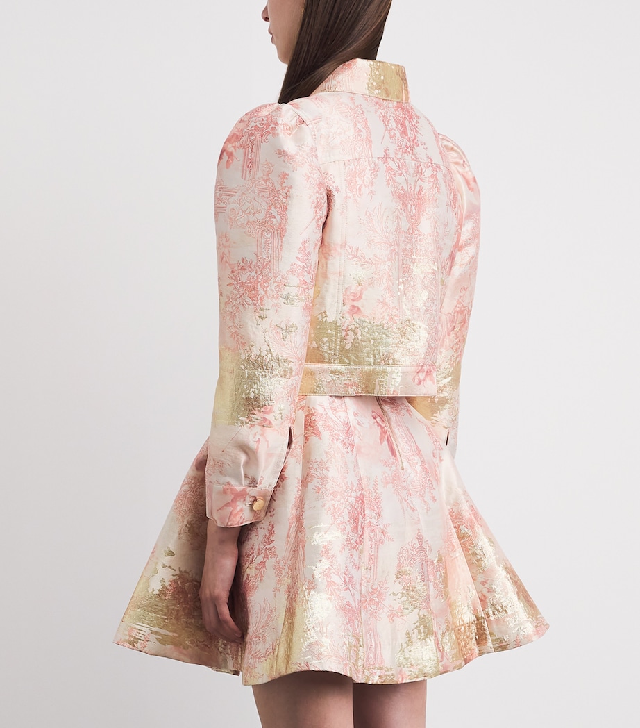 Alice+Olivia Womens Jacquard Lana Cropped Jacket En Rose Toile Image 5