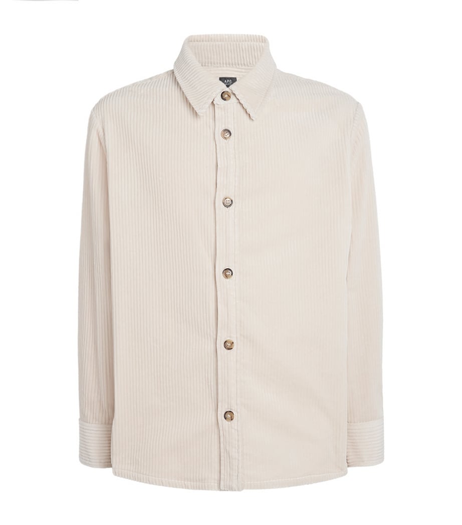 A.P.C. Mens Stretch-Cotton Corduroy Shirt Aad Ecru Image 1