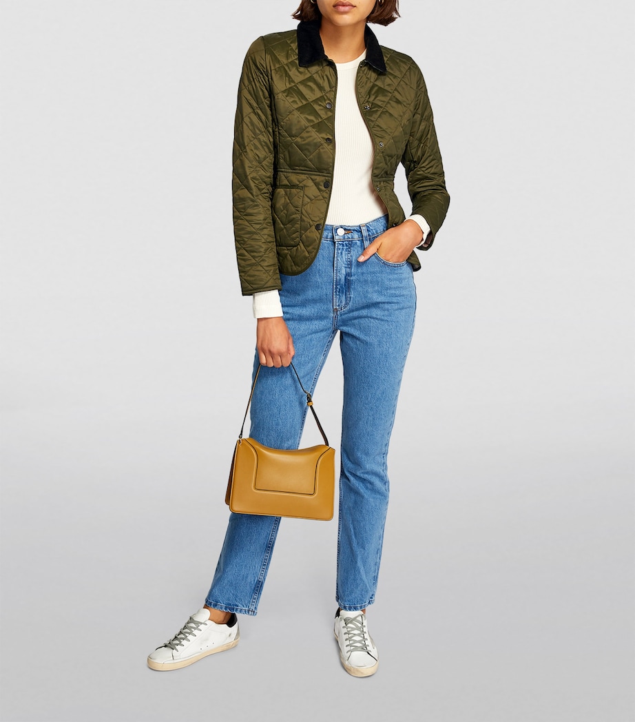 Barbour Womens Quilted Deveron Jacket Olive Pale Pink Image 2