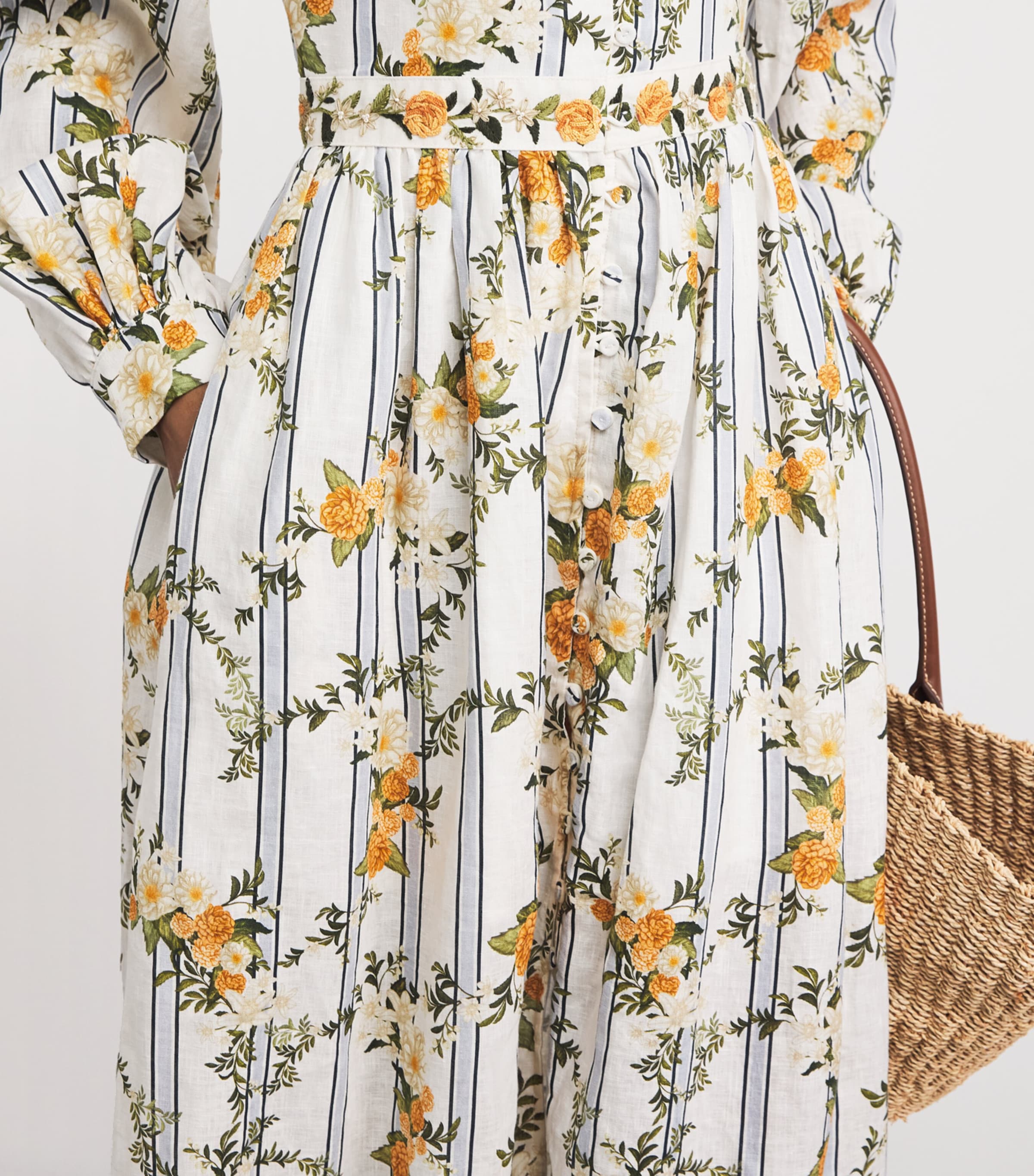 Agua By Agua Bendita Womens Linen Floral Frambuesa Valle Maxi Dress Image 5