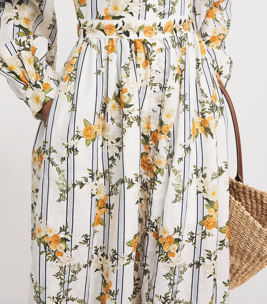 Agua By Agua Bendita Womens Linen Floral Frambuesa Valle Maxi Dress Image 5